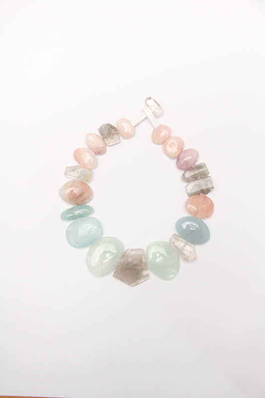 Necklace: phantom quartz, morganite