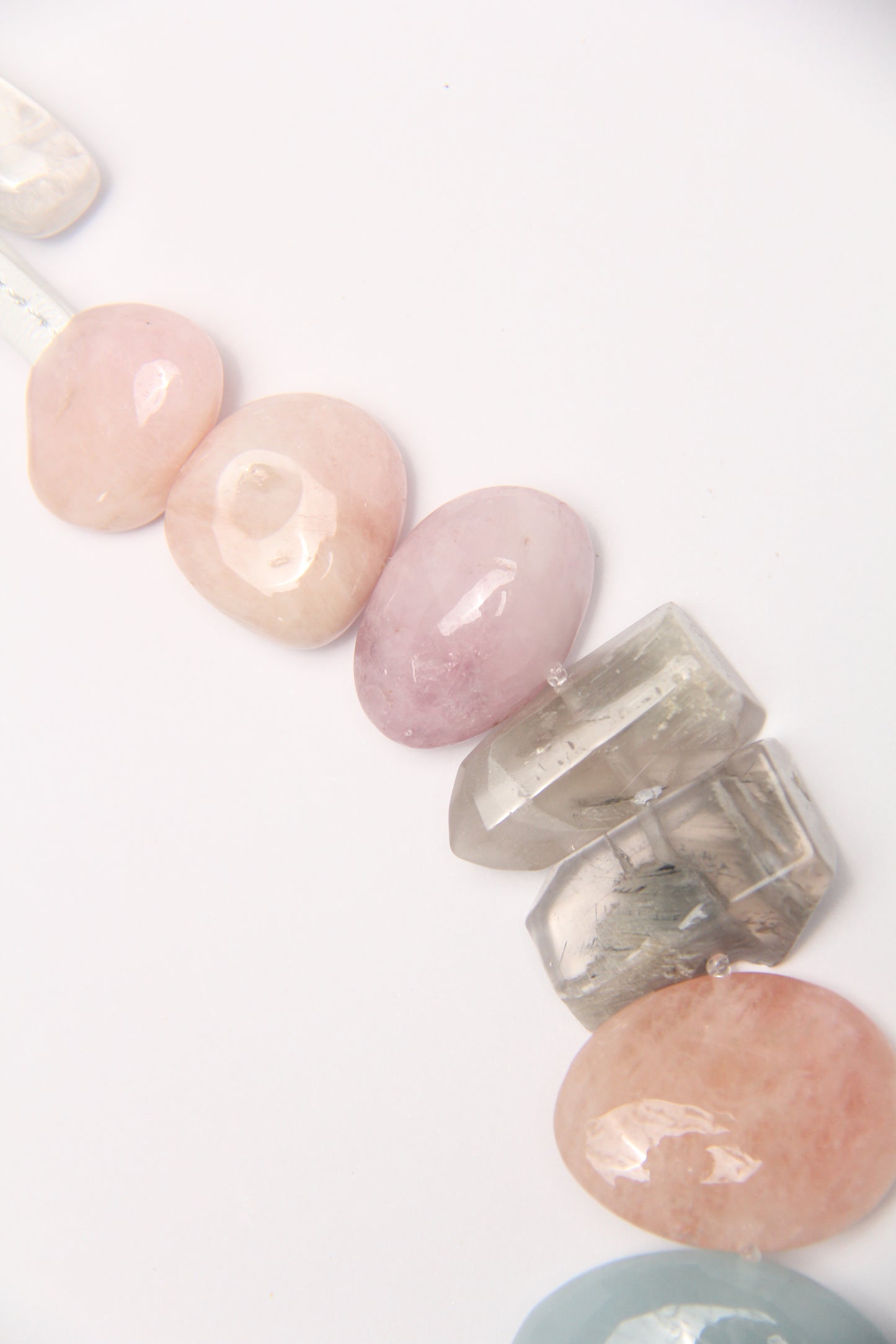 Necklace: phantom quartz, morganite