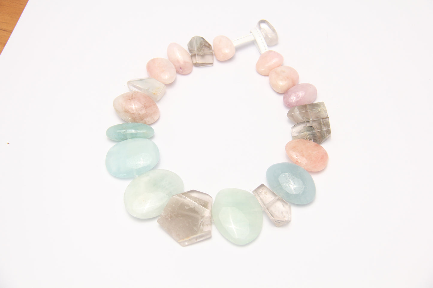 Necklace: phantom quartz, morganite