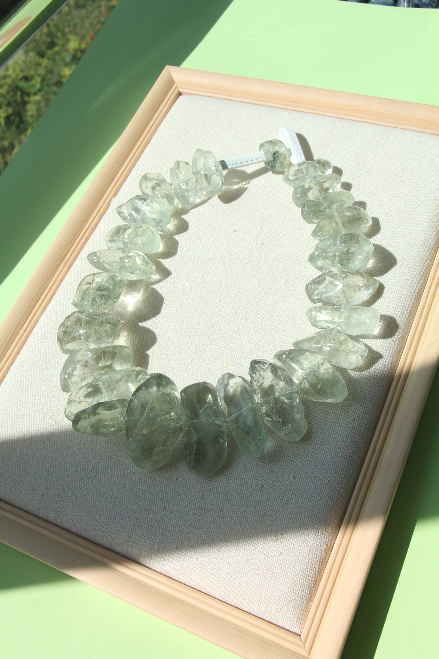 Necklace: prasem quartz