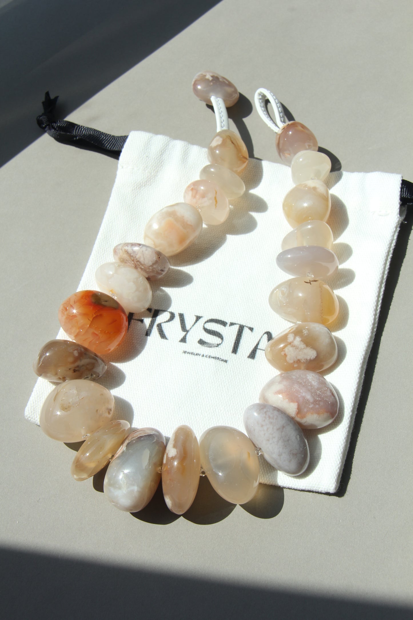 Necklace: rose chalcedony