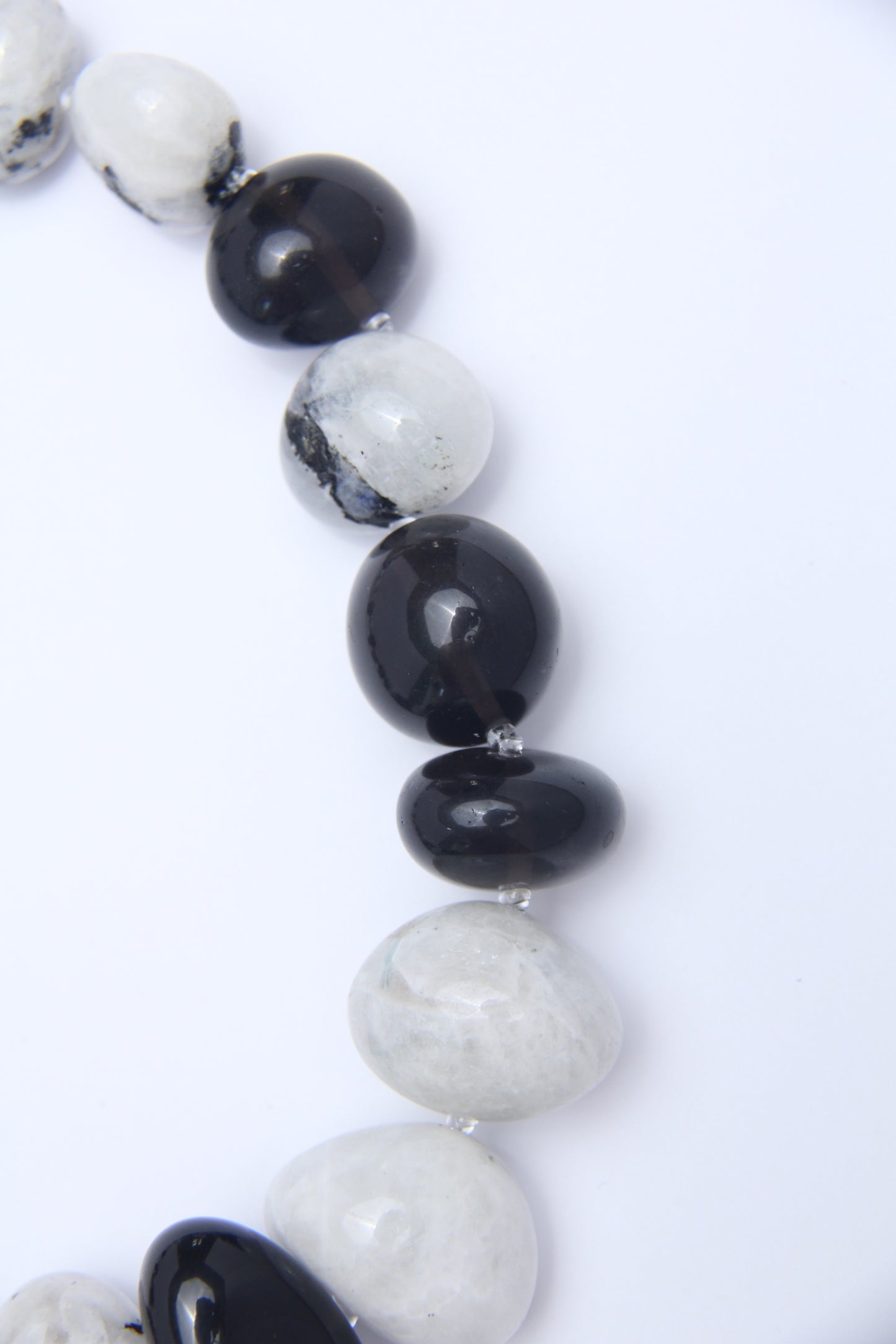 Necklace: black tourmaline, moonstone, obsidian