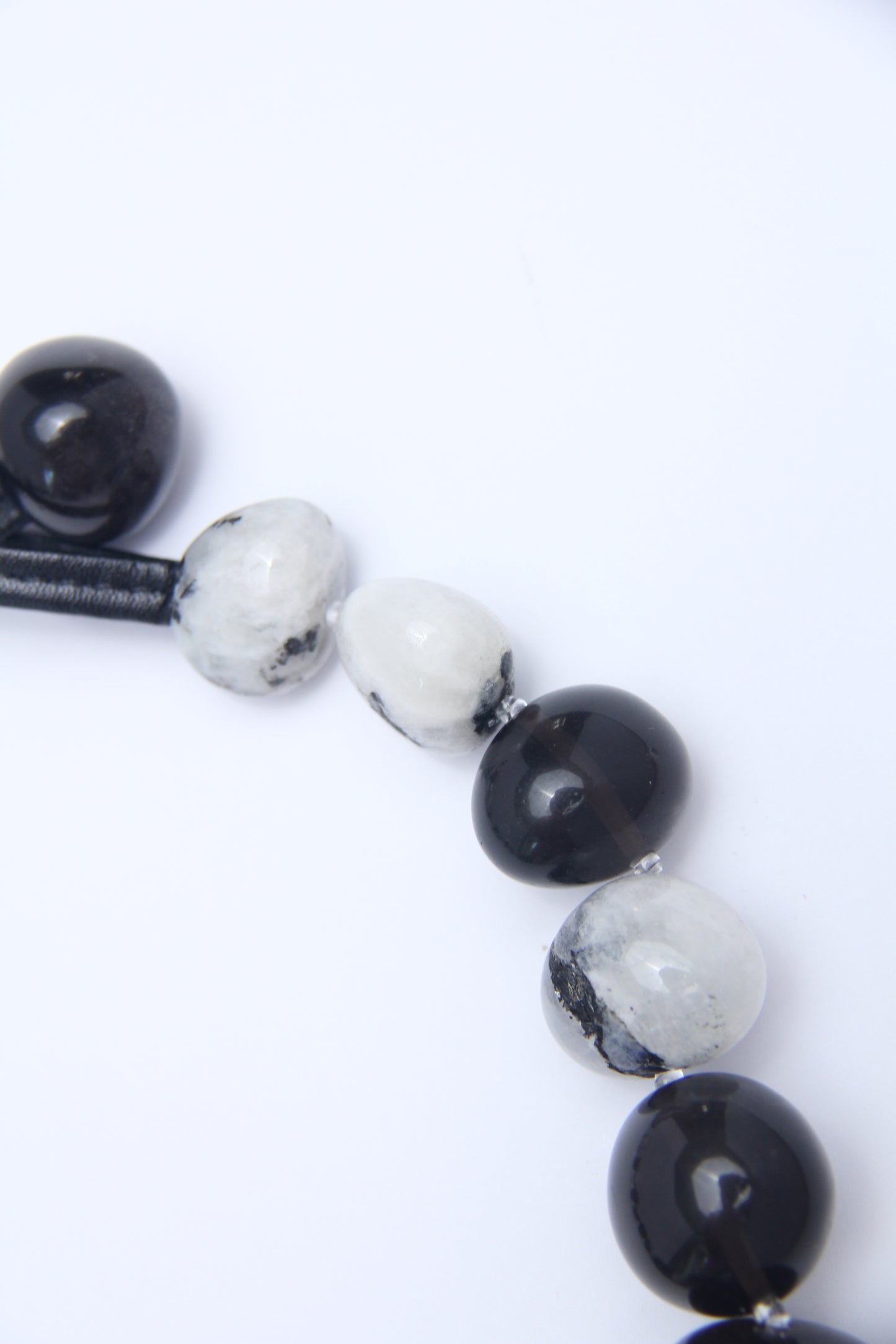 Necklace: black tourmaline, moonstone, obsidian