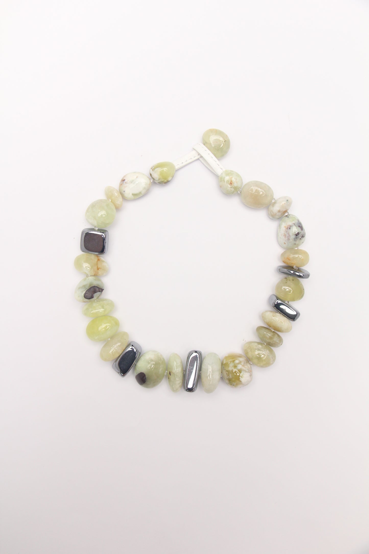 Necklace: golden prehnite