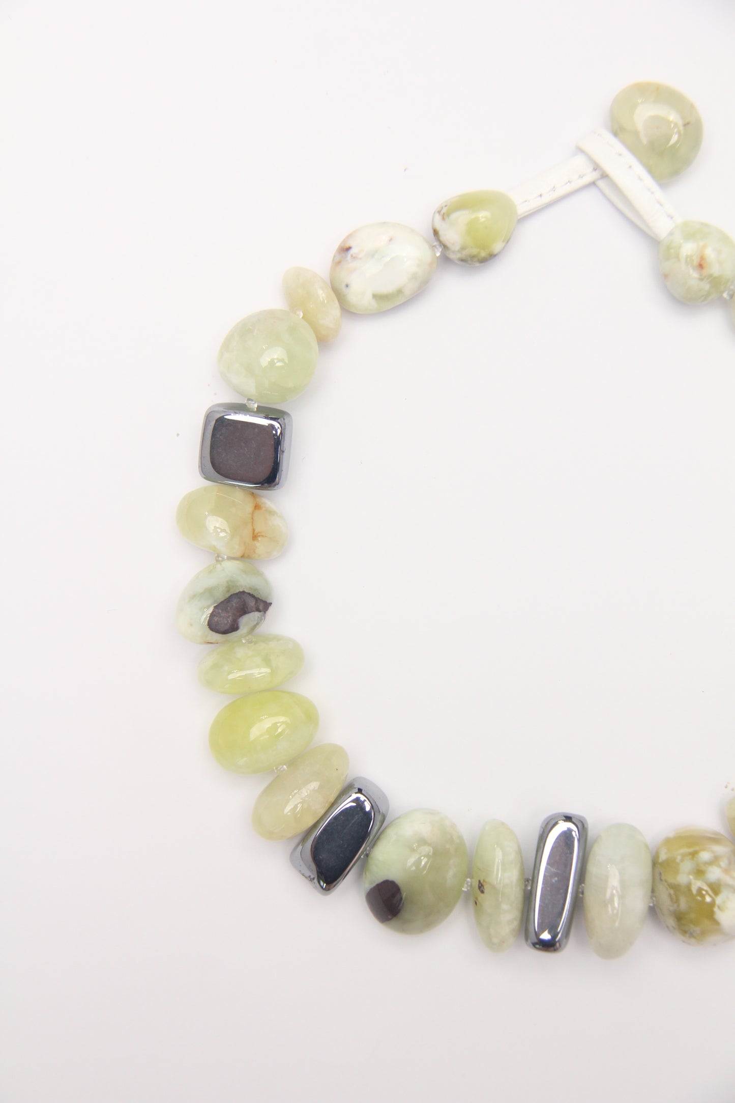 Necklace: golden prehnite