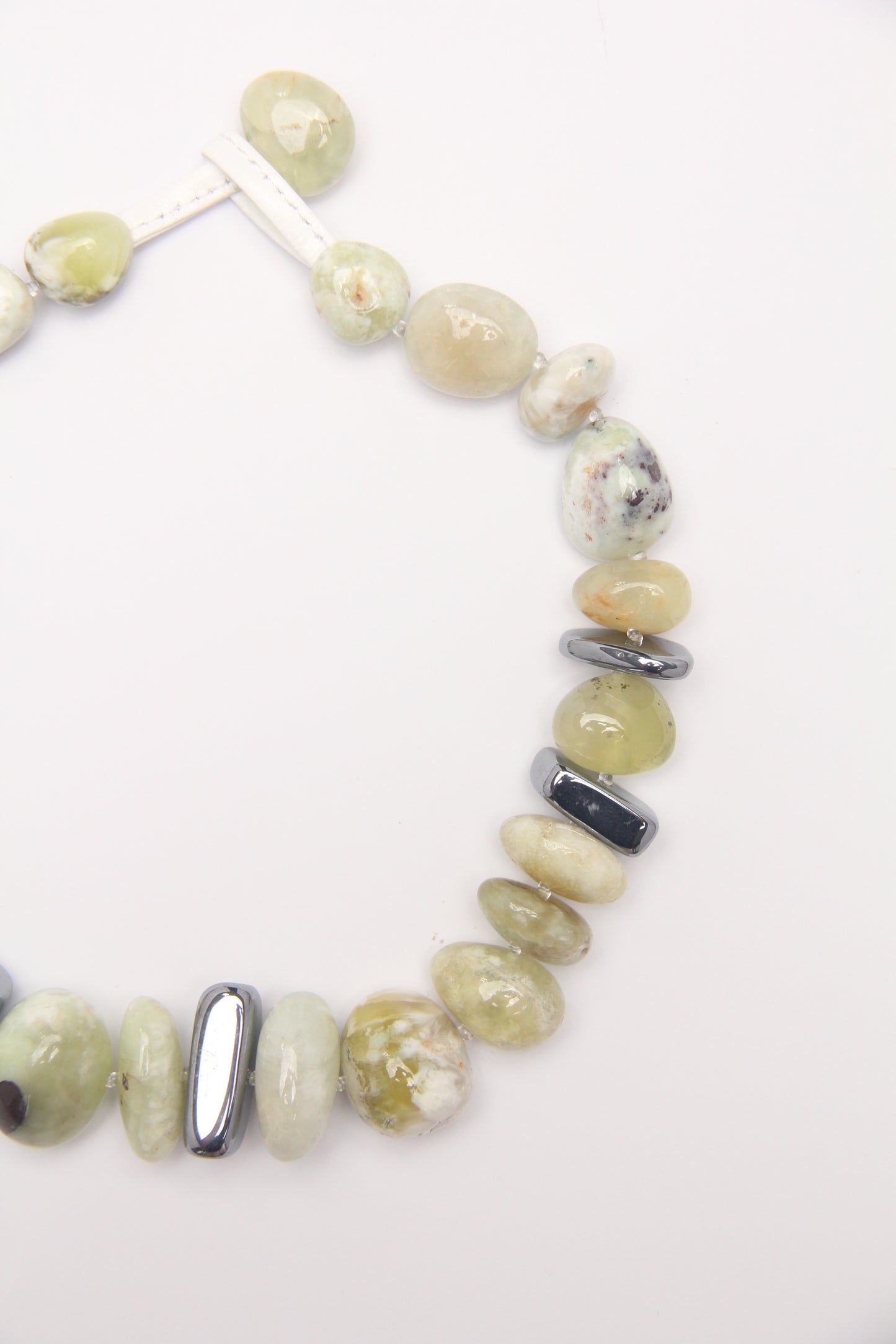 Necklace: golden prehnite