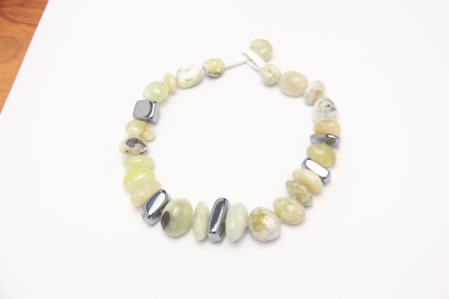 Necklace: golden prehnite