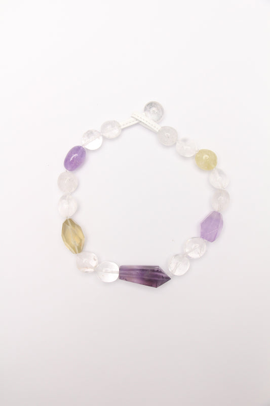 Necklace: amethyst, citrine, clear quartz