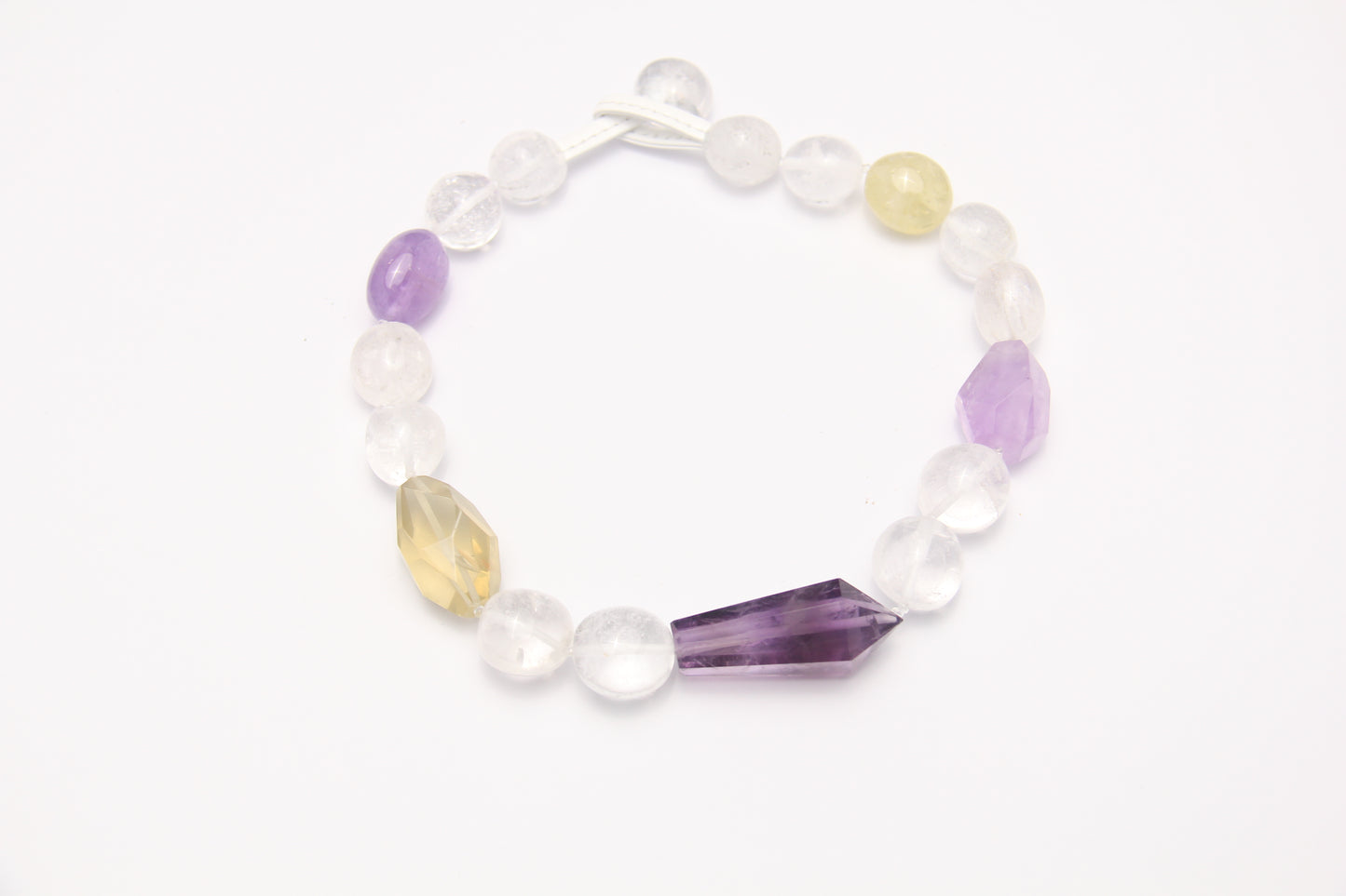 Necklace: amethyst, citrine, clear quartz