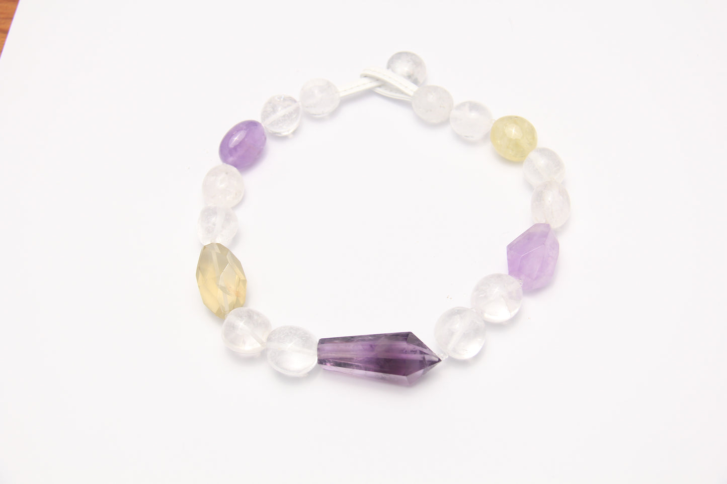 Necklace: amethyst, citrine, clear quartz