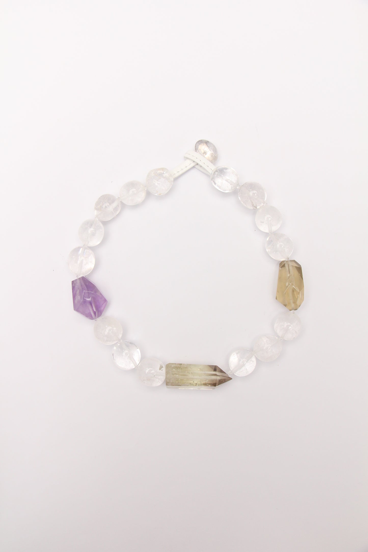 Necklace:citrine, amethyst, clear quartz