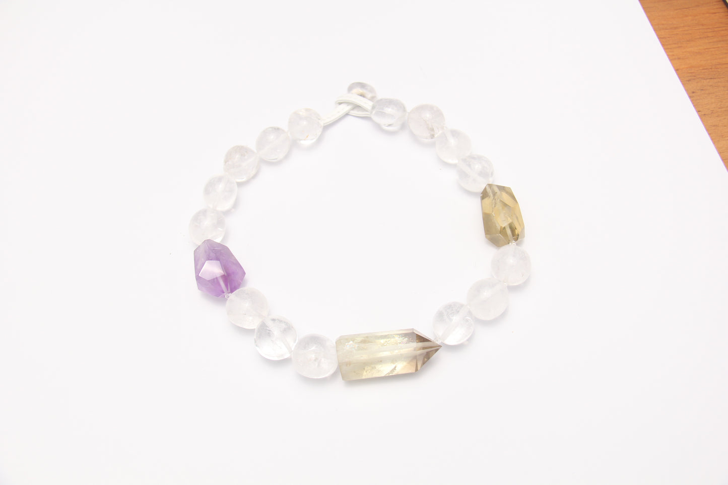 Necklace:citrine, amethyst, clear quartz