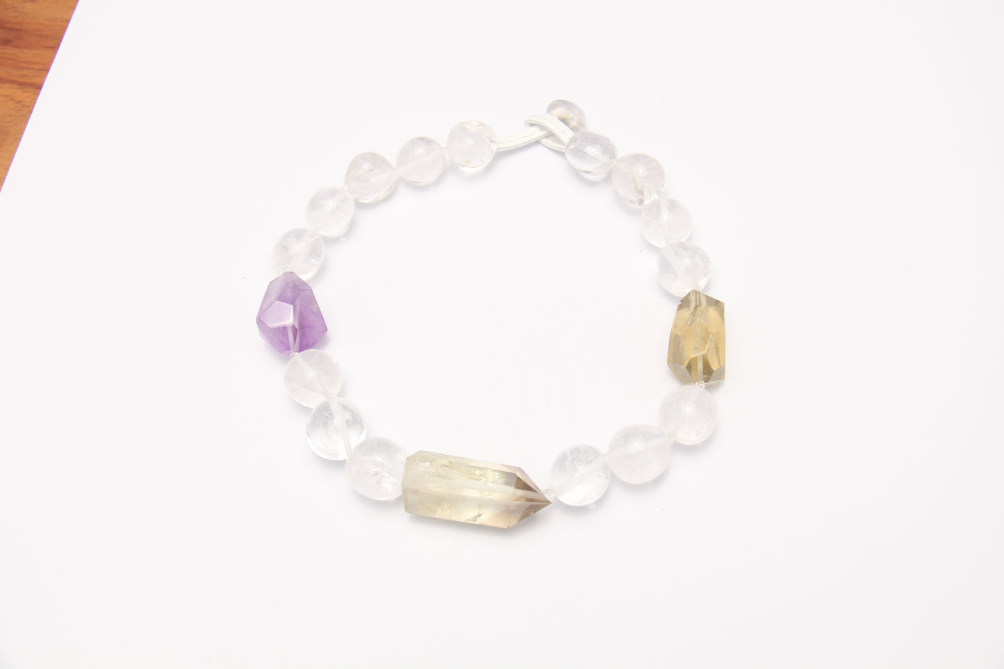 Necklace:citrine, amethyst, clear quartz