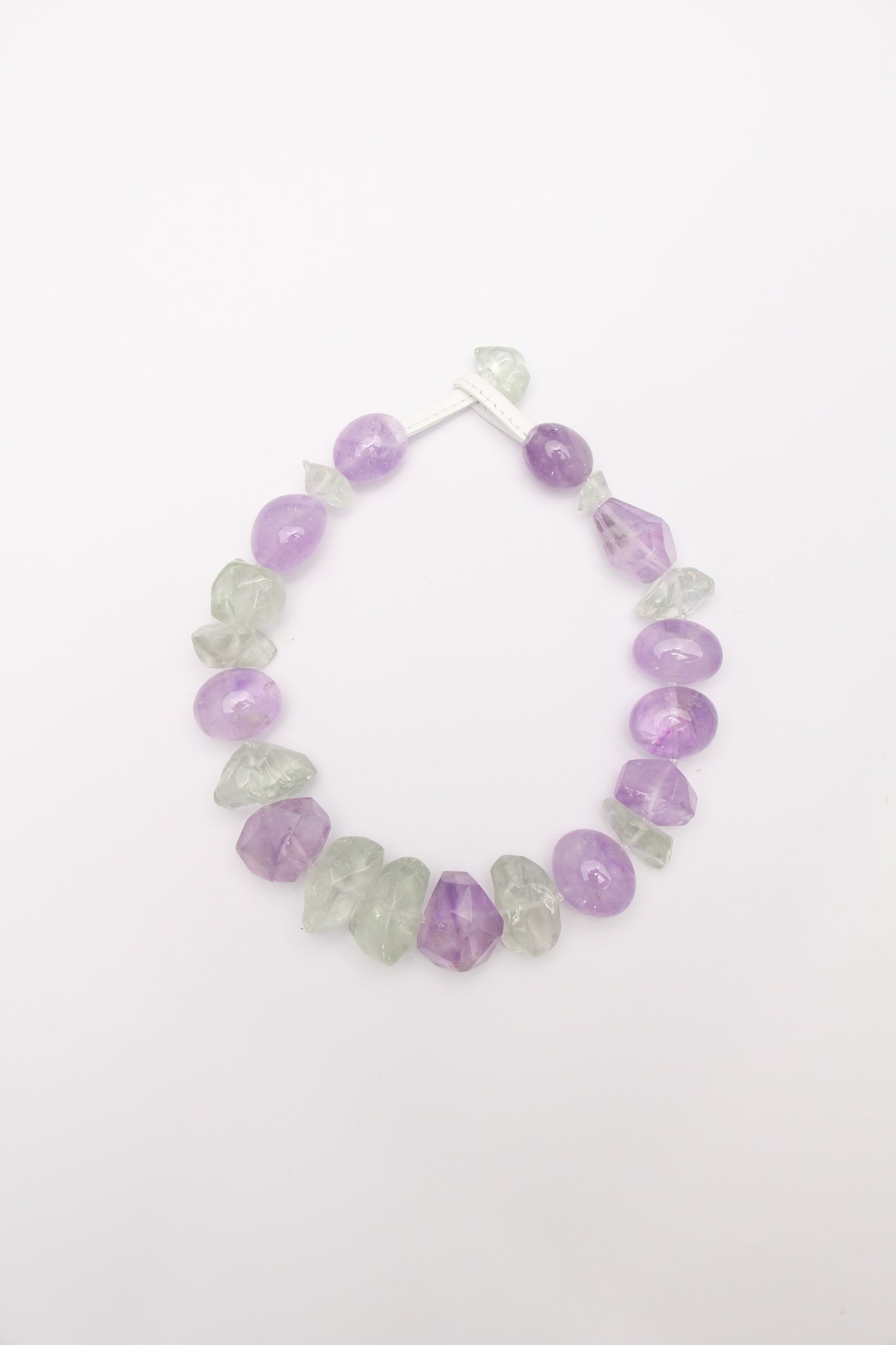 Necklace: amethyst, prasem quartz