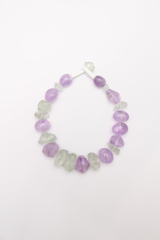 Necklace: amethyst, prasem quartz