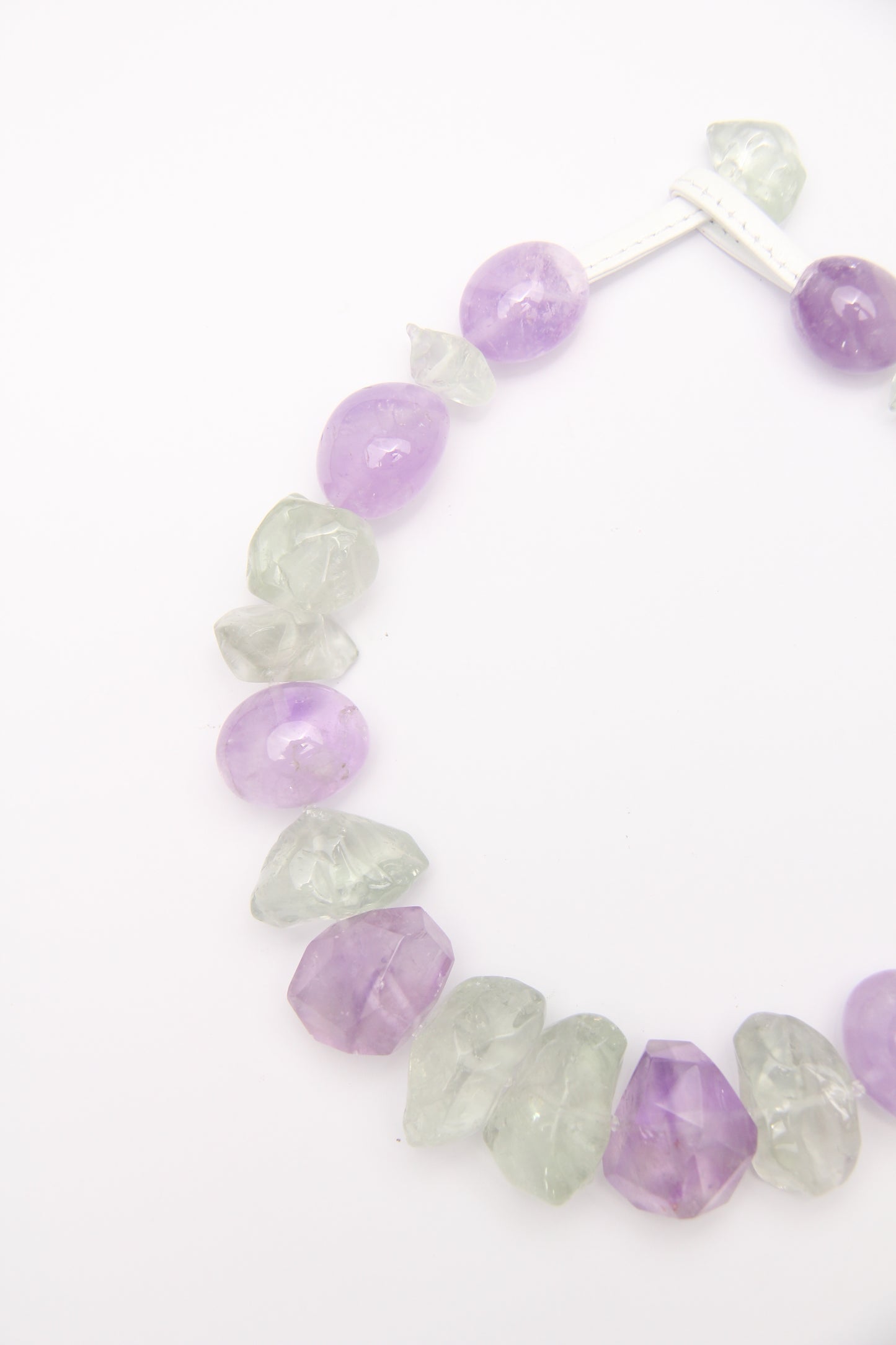 Necklace: amethyst, prasem quartz