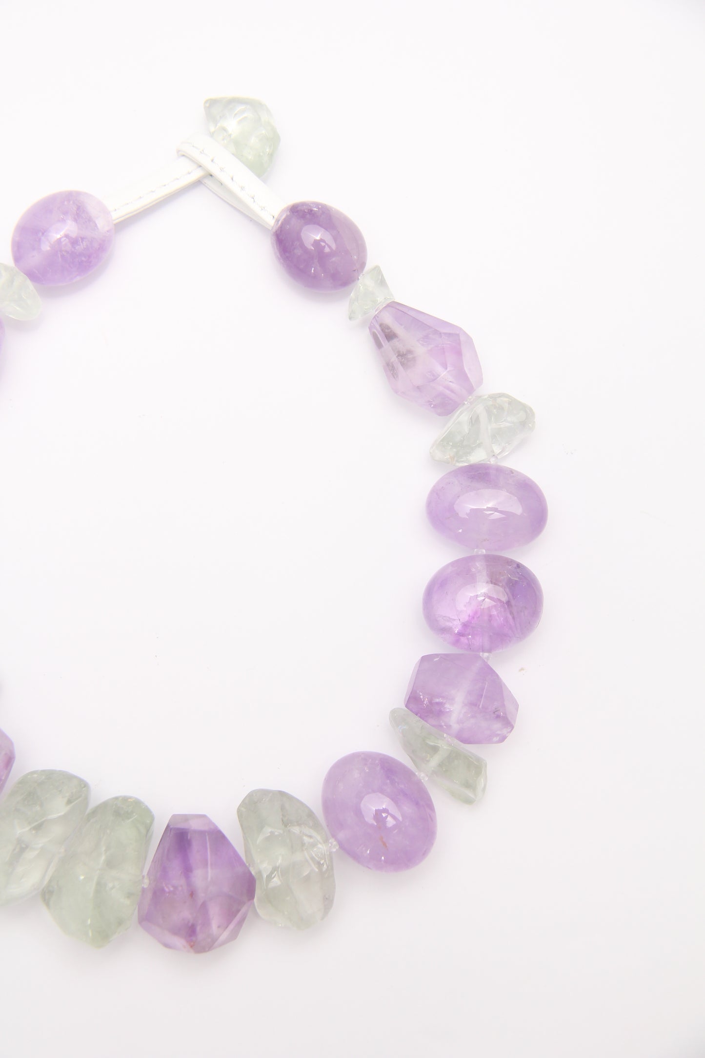 Necklace: amethyst, prasem quartz