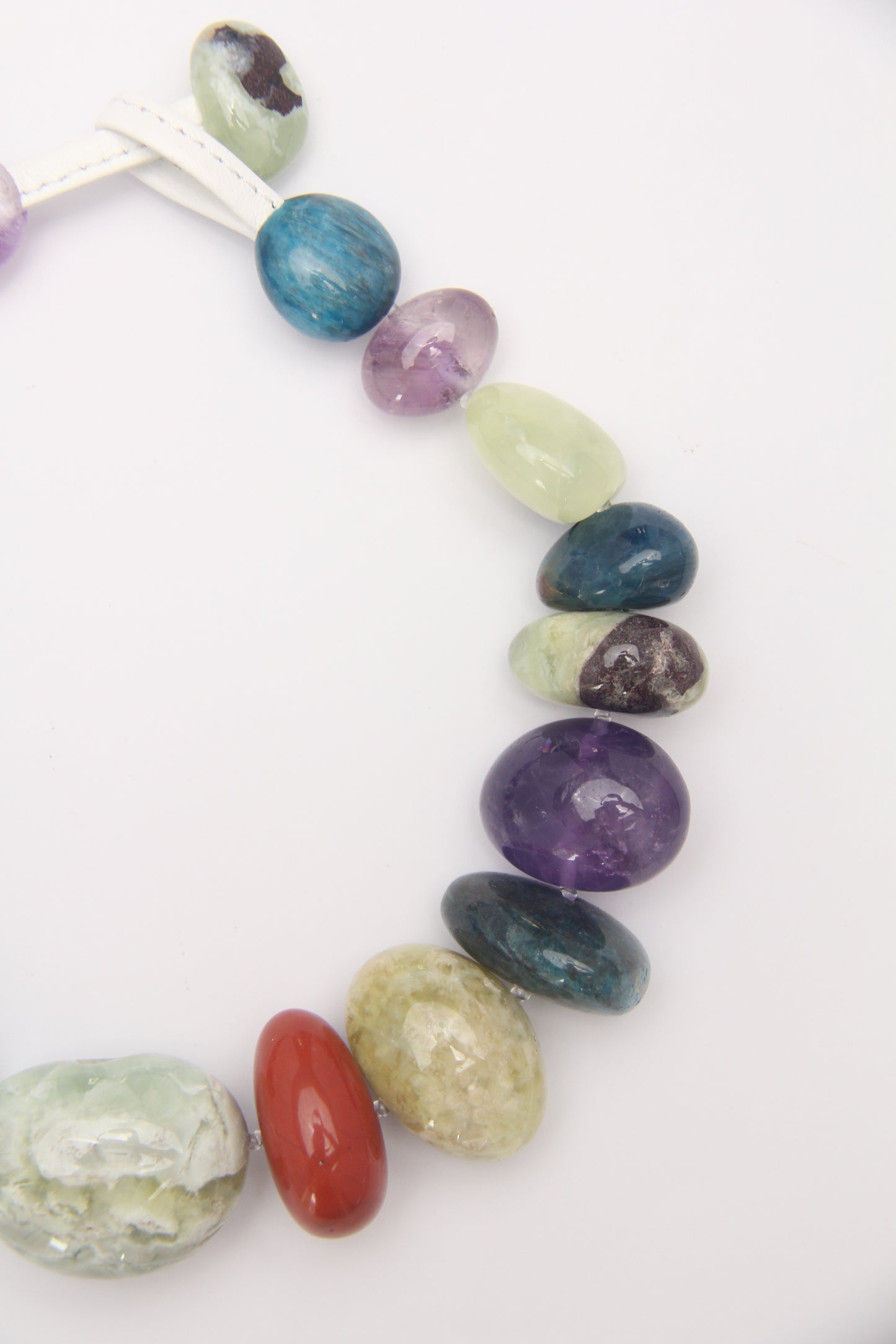 Necklace: amethyst, blue apatite, red jasper, prehnite