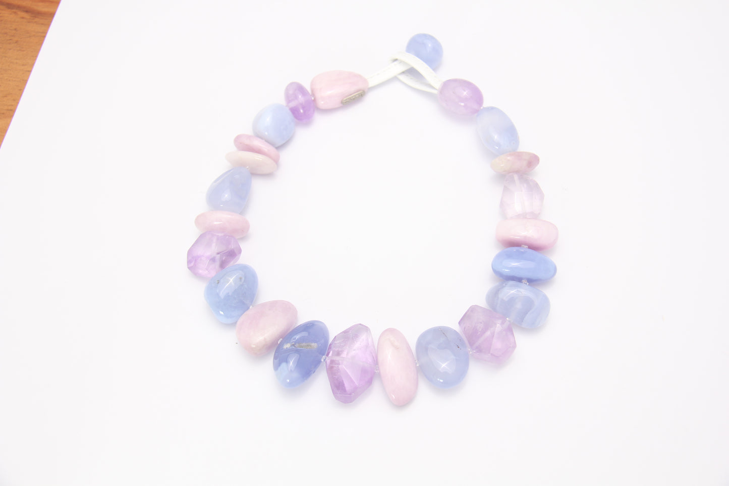 Necklace: blue lace agate, amethyst, kunzite