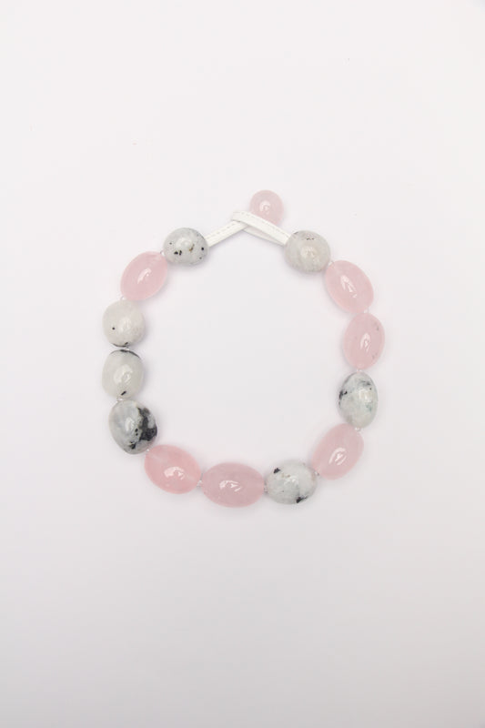 Necklace: rose quartz, moonstone