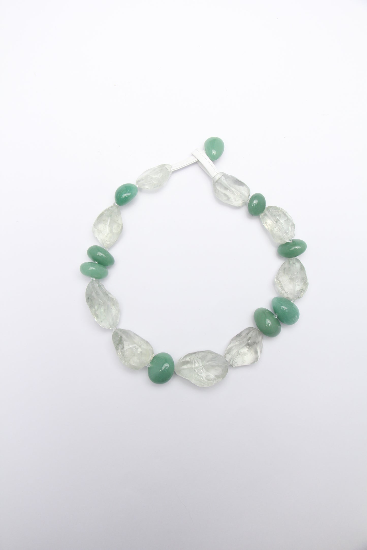 Necklace: prasem quartz, green aventurine