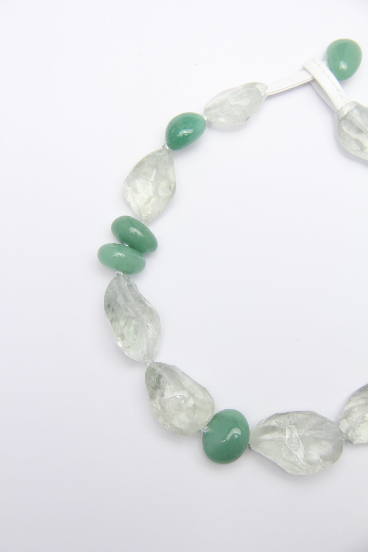 Necklace: prasem quartz, green aventurine