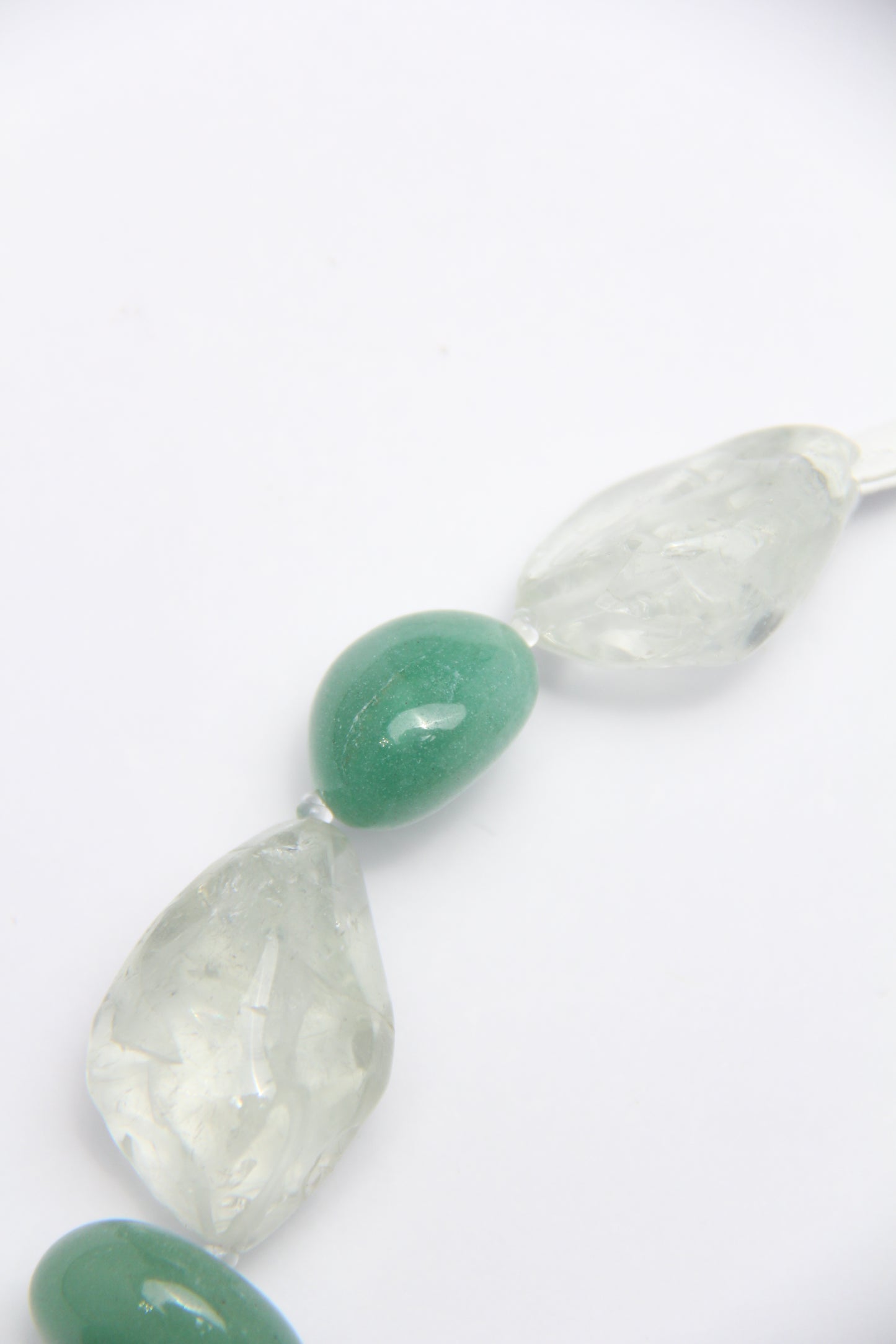 Necklace: prasem quartz, green aventurine