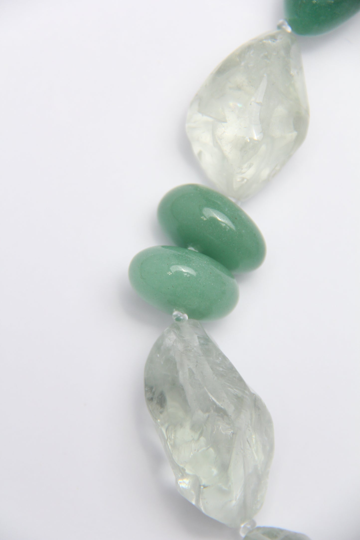 Necklace: prasem quartz, green aventurine