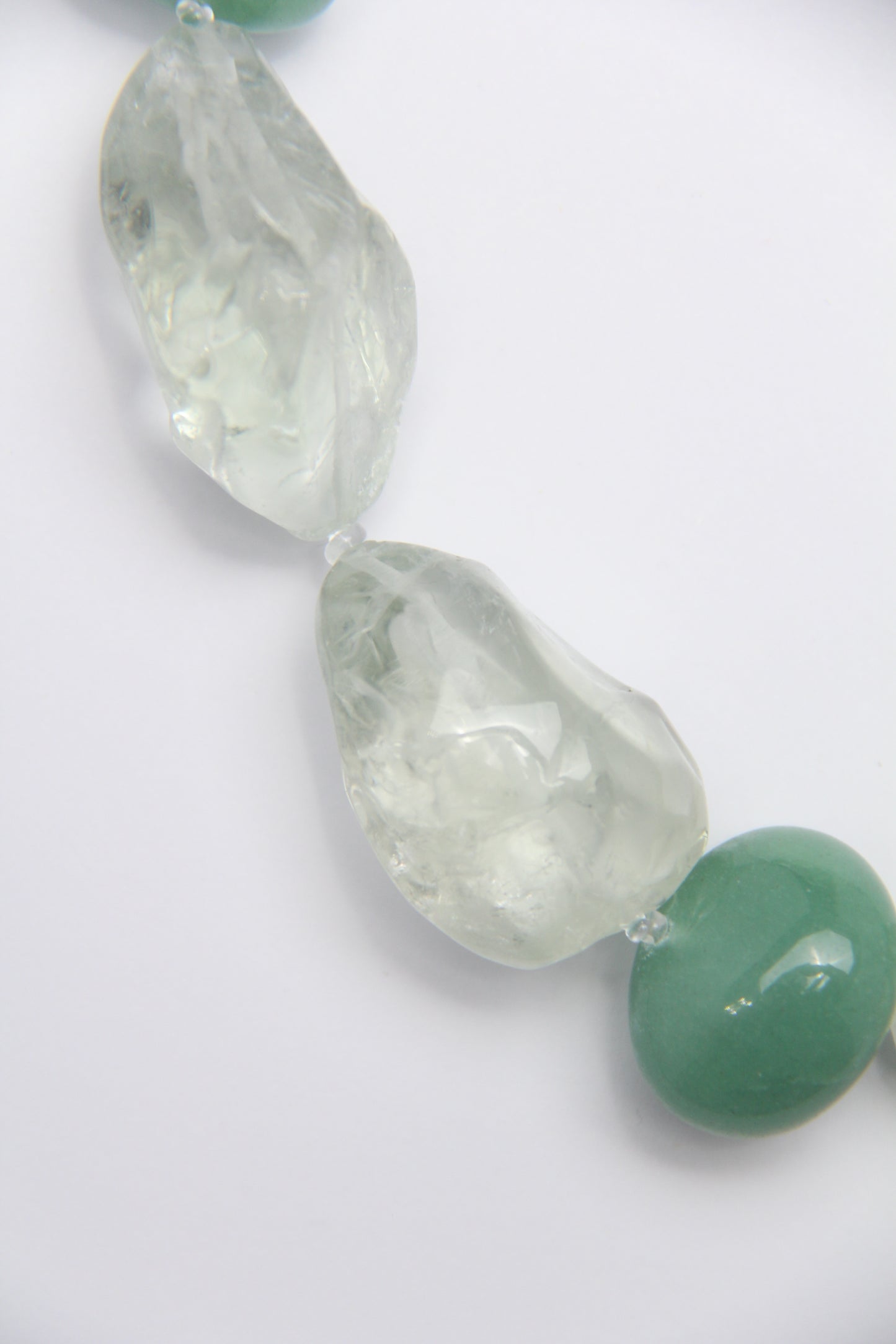 Necklace: prasem quartz, green aventurine