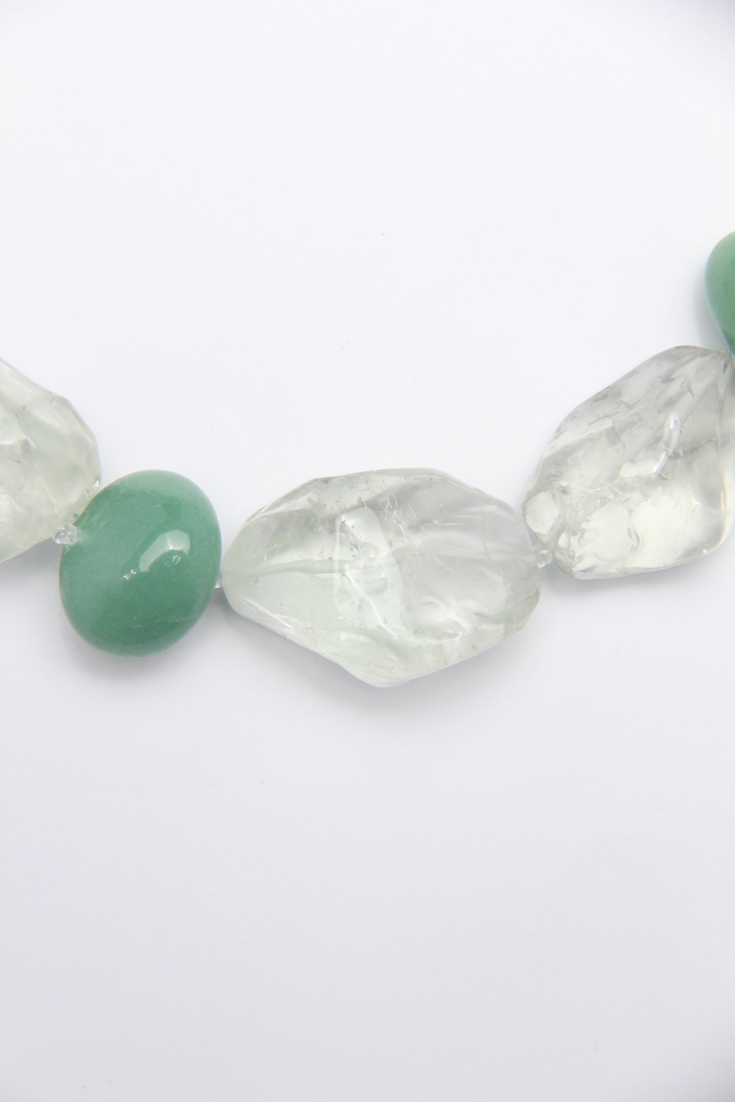 Necklace: prasem quartz, green aventurine