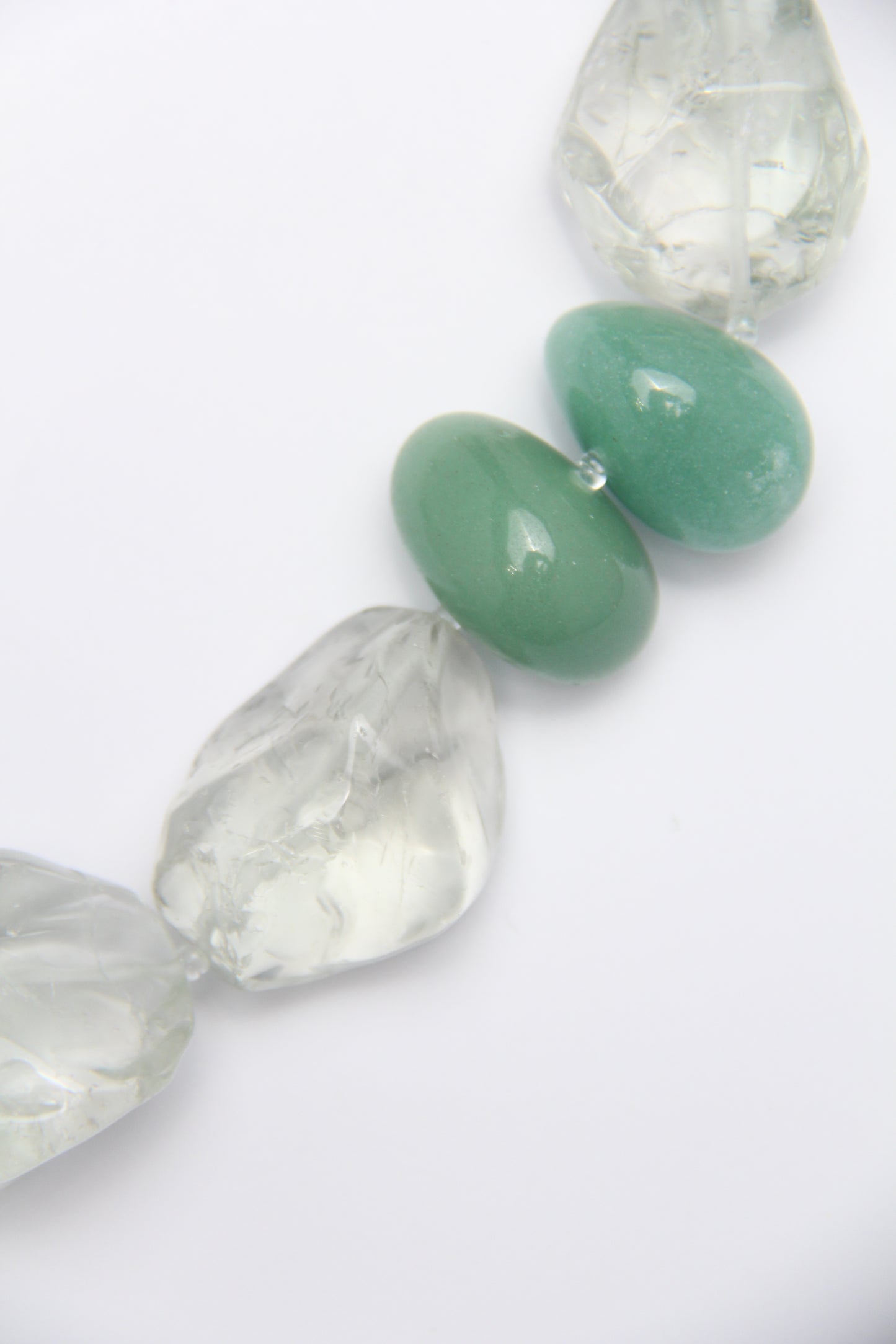 Necklace: prasem quartz, green aventurine