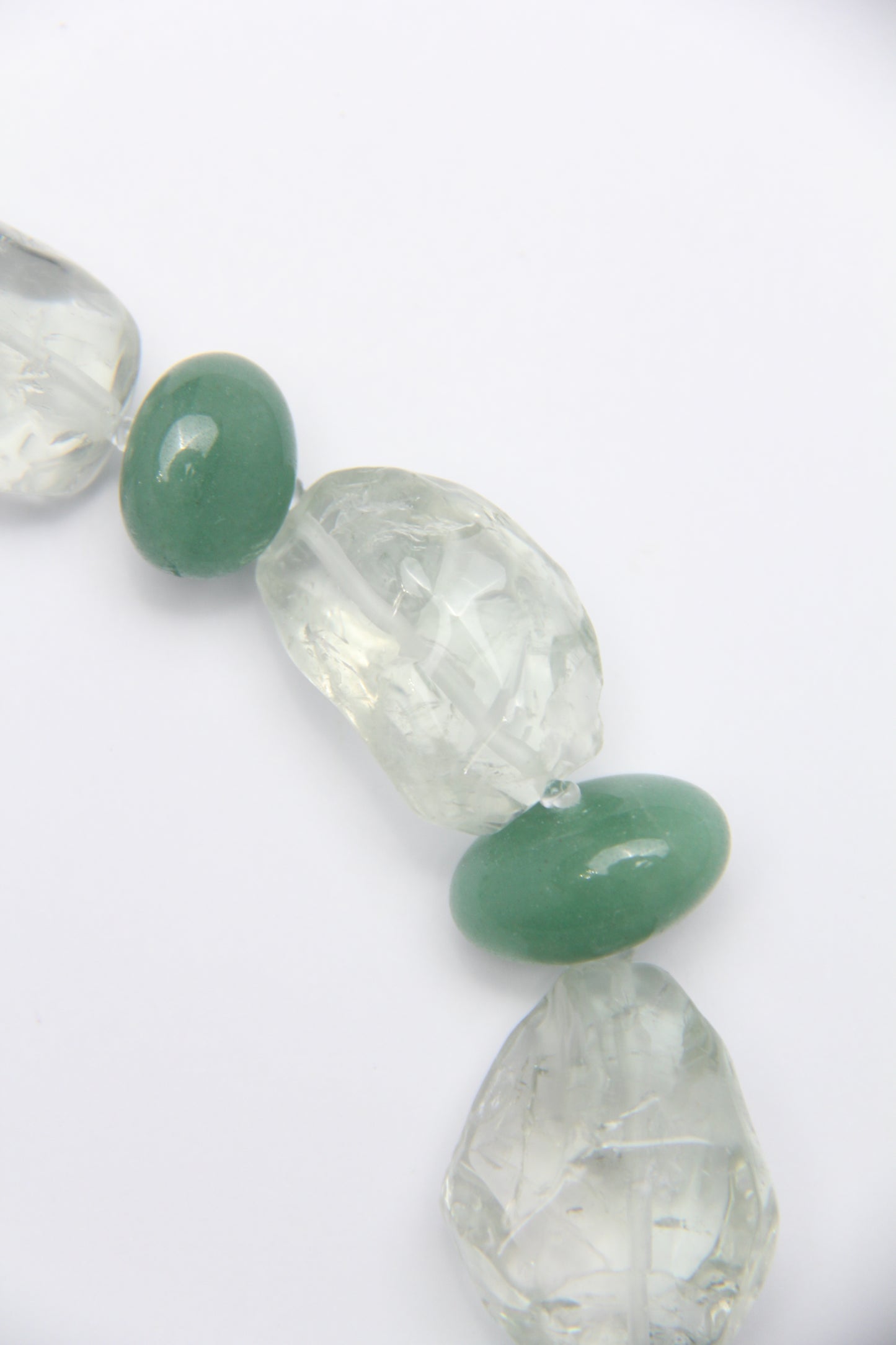 Necklace: prasem quartz, green aventurine