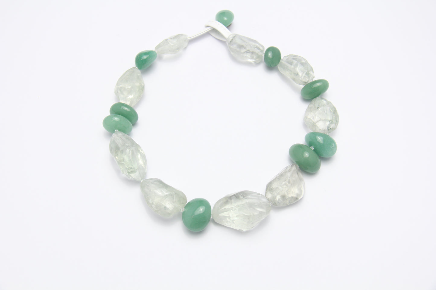 Necklace: prasem quartz, green aventurine