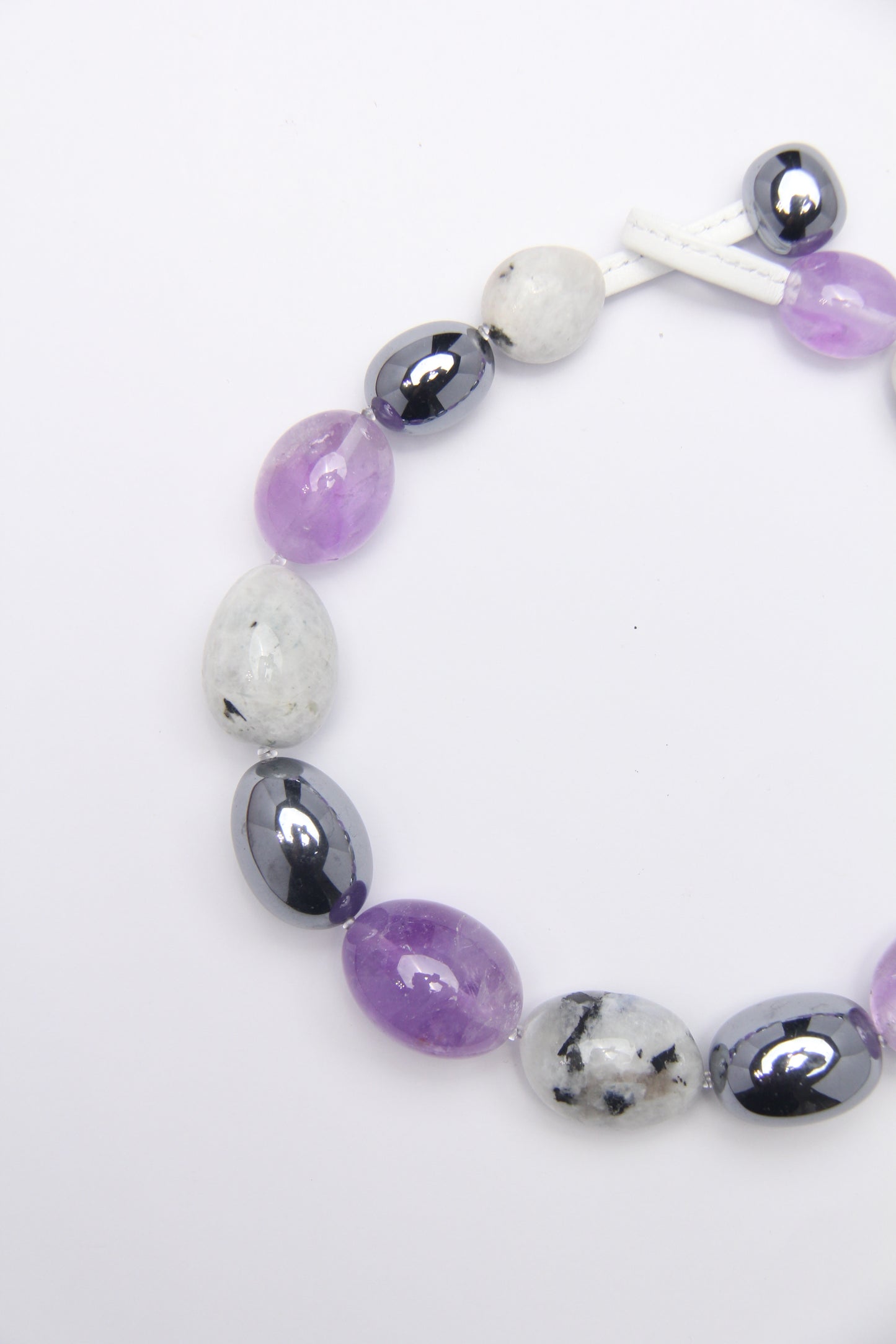 Necklace: amethyst, titanium magnet, moonstone