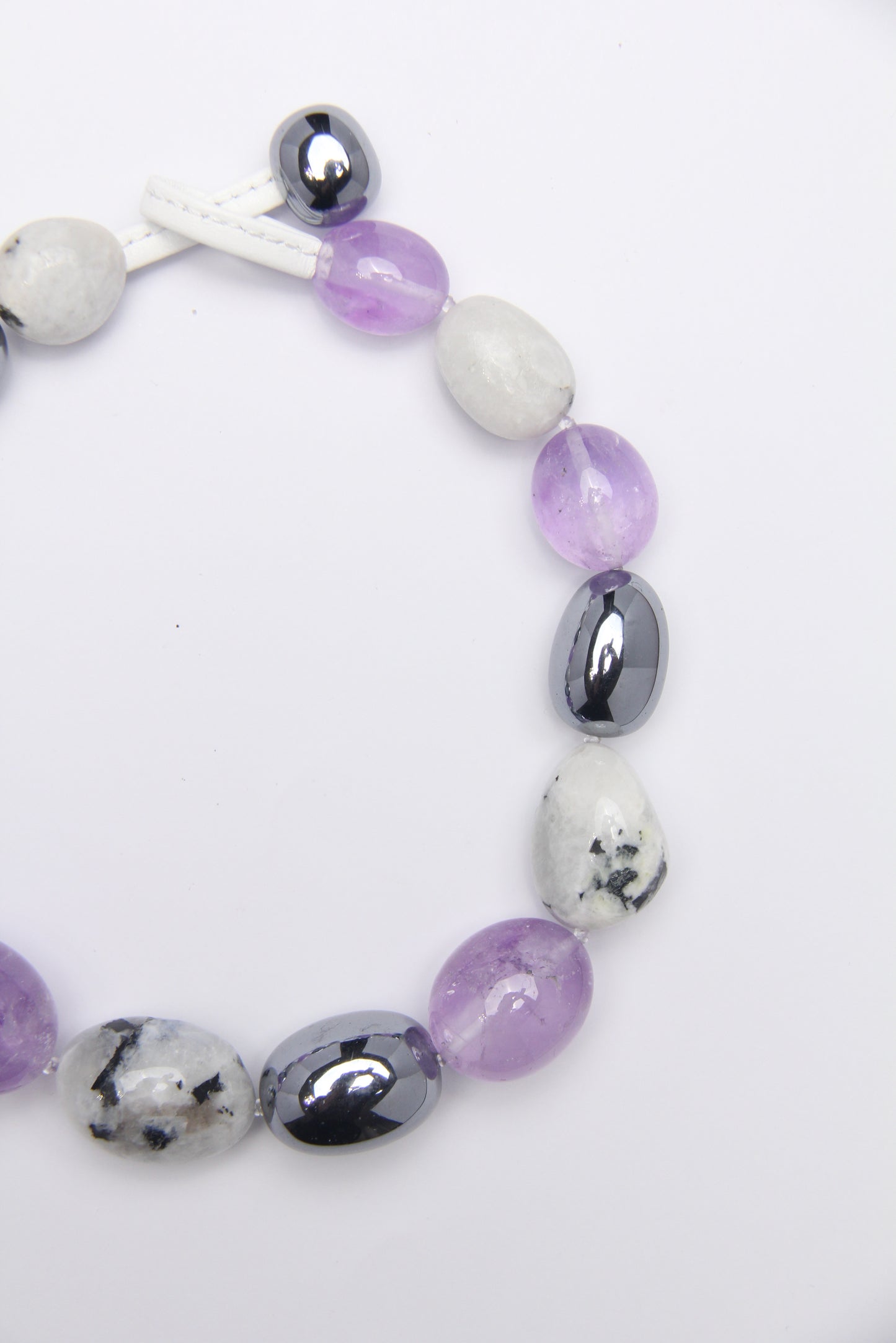 Necklace: amethyst, titanium magnet, moonstone