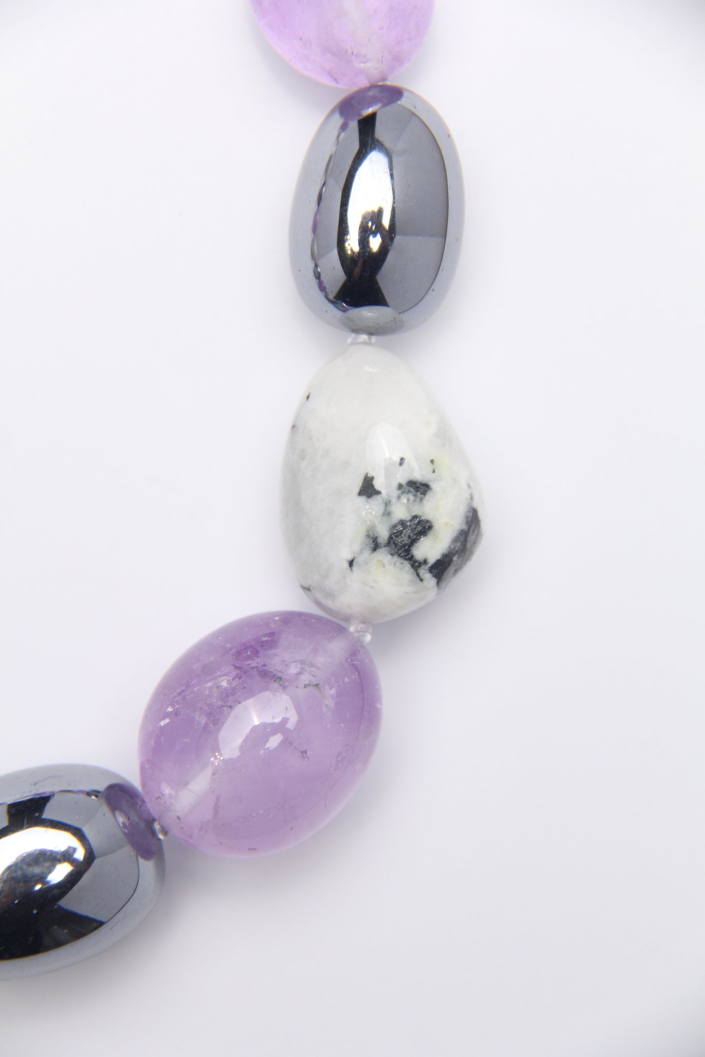 Necklace: amethyst, titanium magnet, moonstone