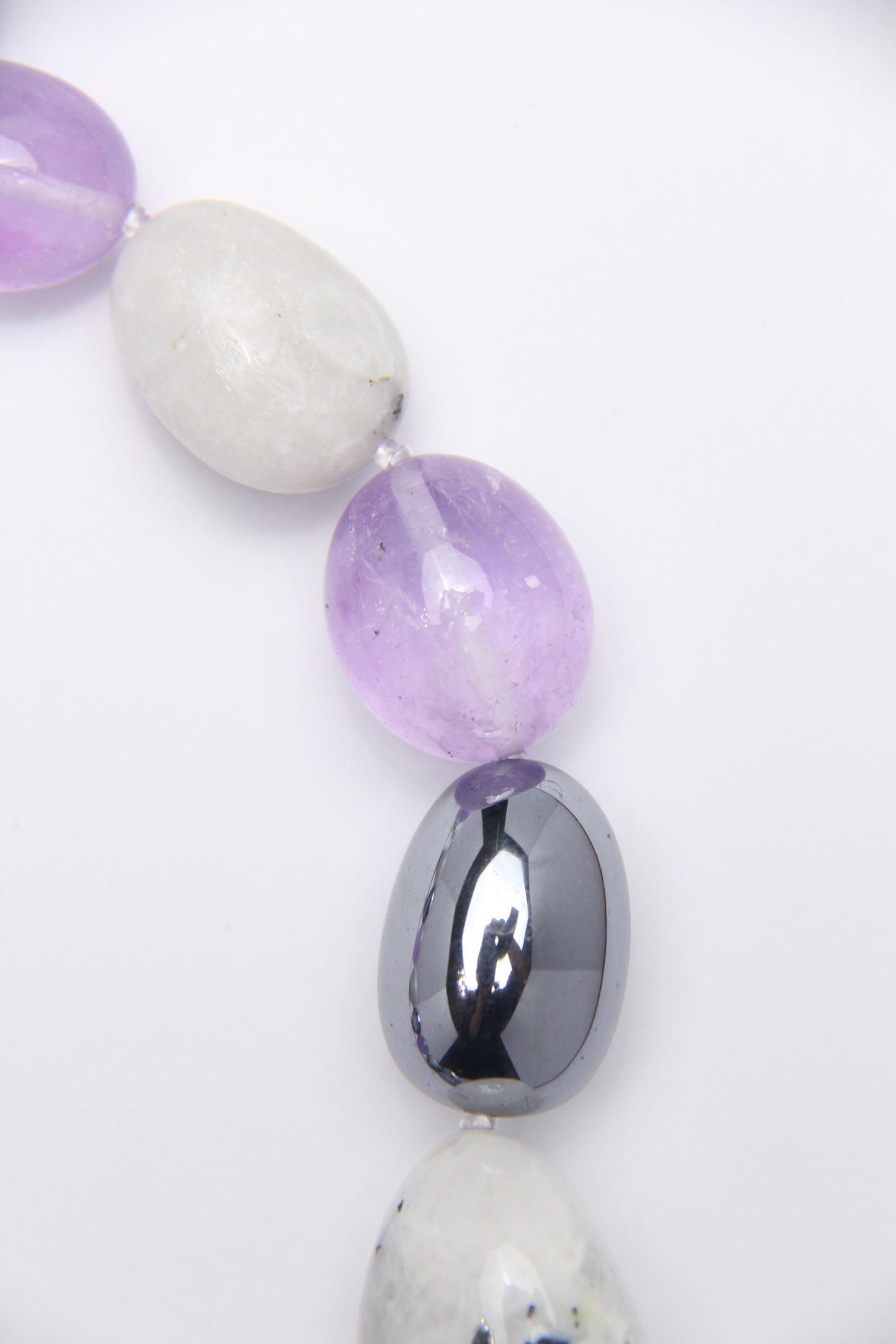 Necklace: amethyst, titanium magnet, moonstone