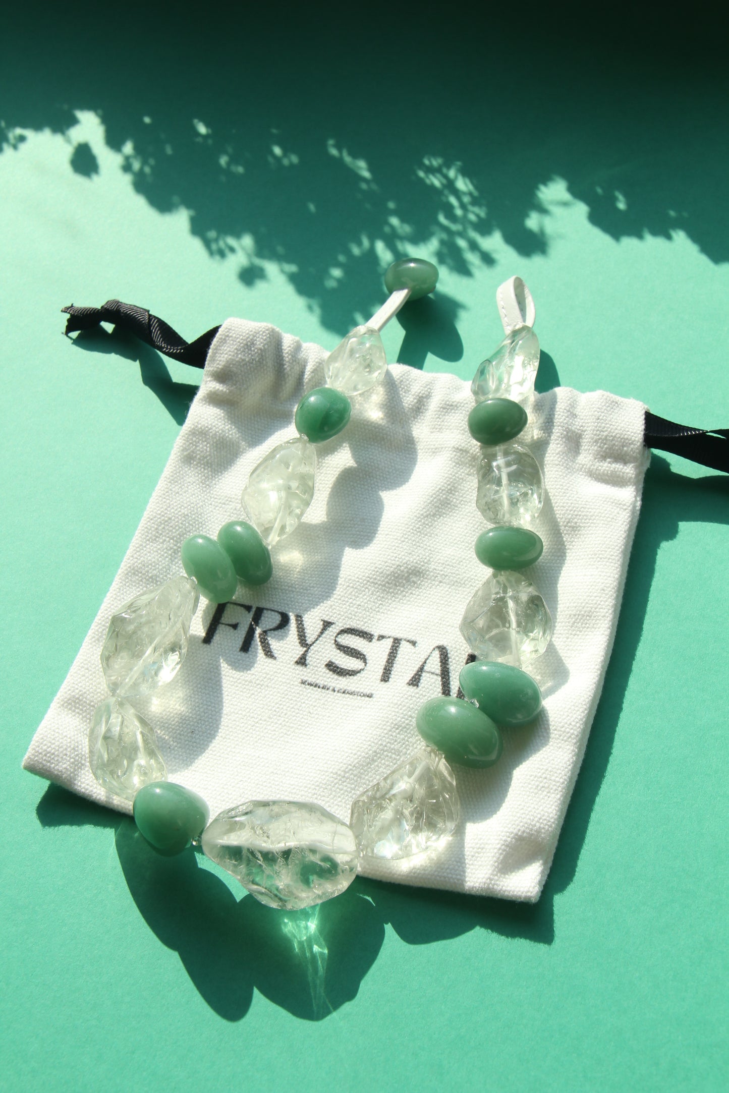 Necklace: prasem quartz, green aventurine