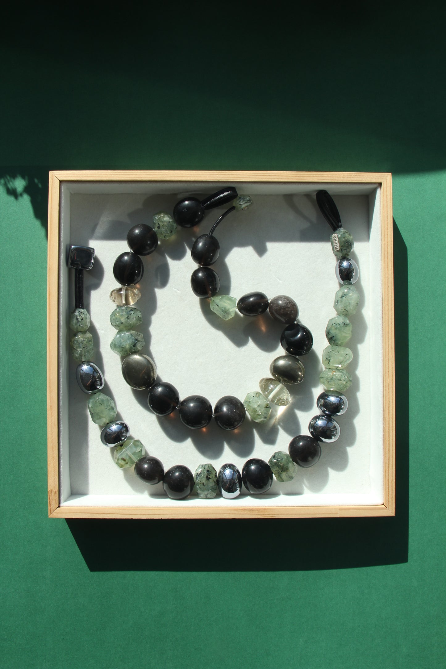 Necklace: citrine, prehnite, obsidian, chalcopyrite