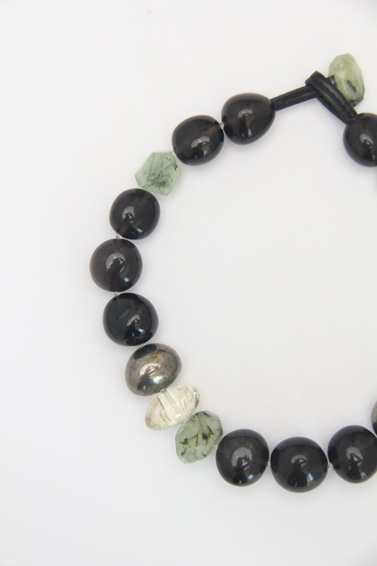 Necklace: citrine, prehnite, obsidian, chalcopyrite