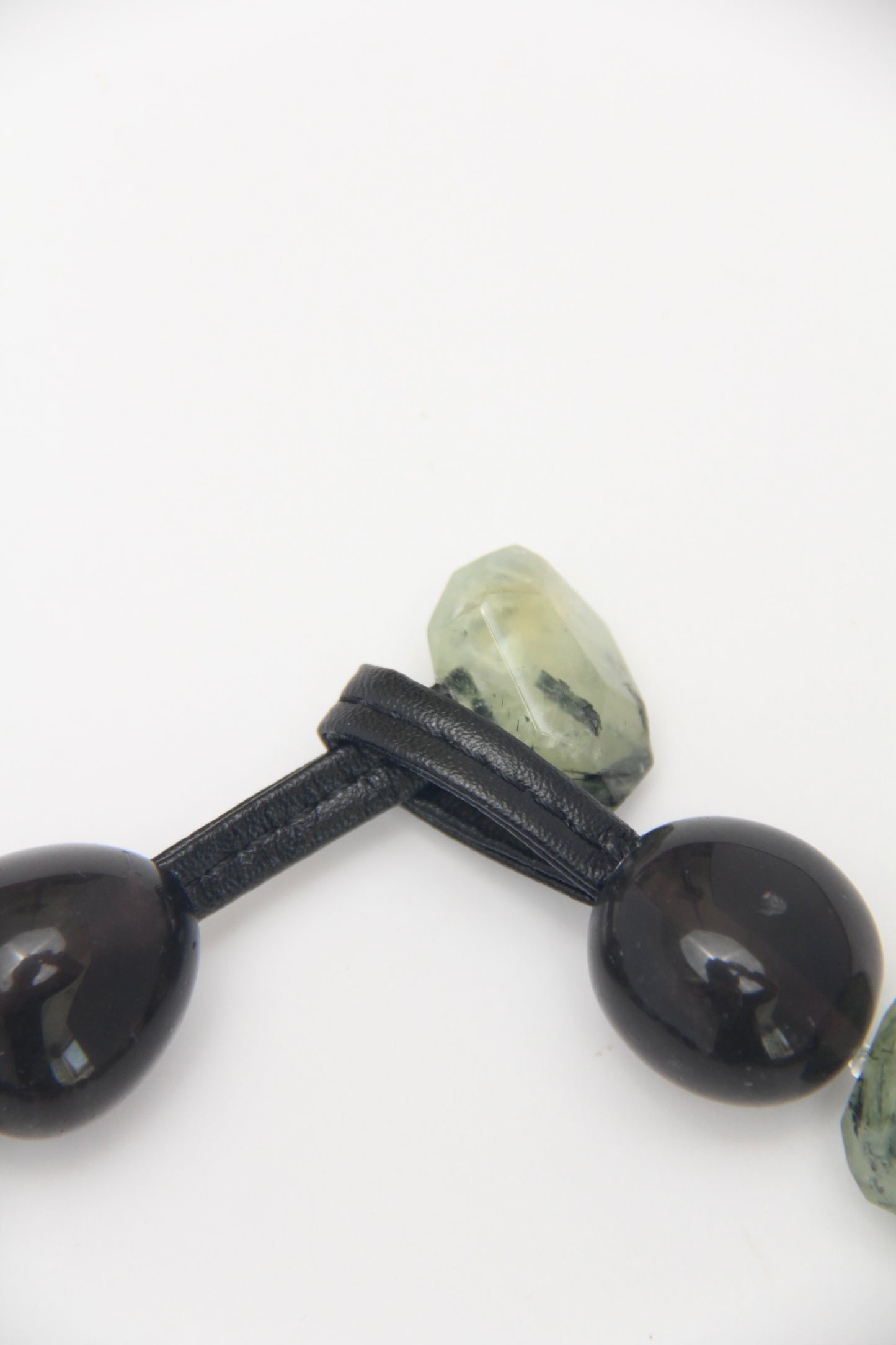 Necklace: citrine, prehnite, obsidian, chalcopyrite