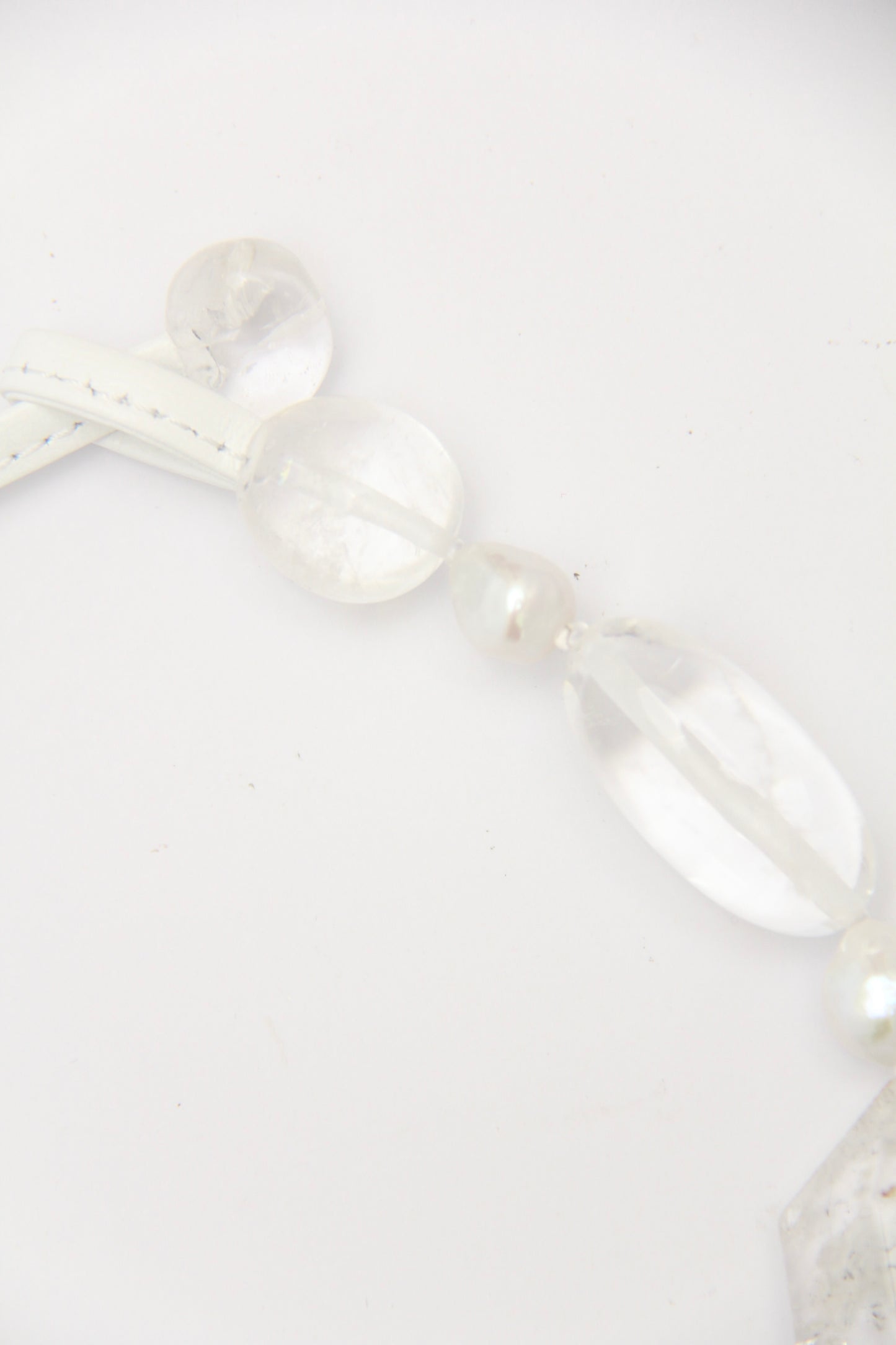 Necklace: quartz, pearls, herkimer diamond