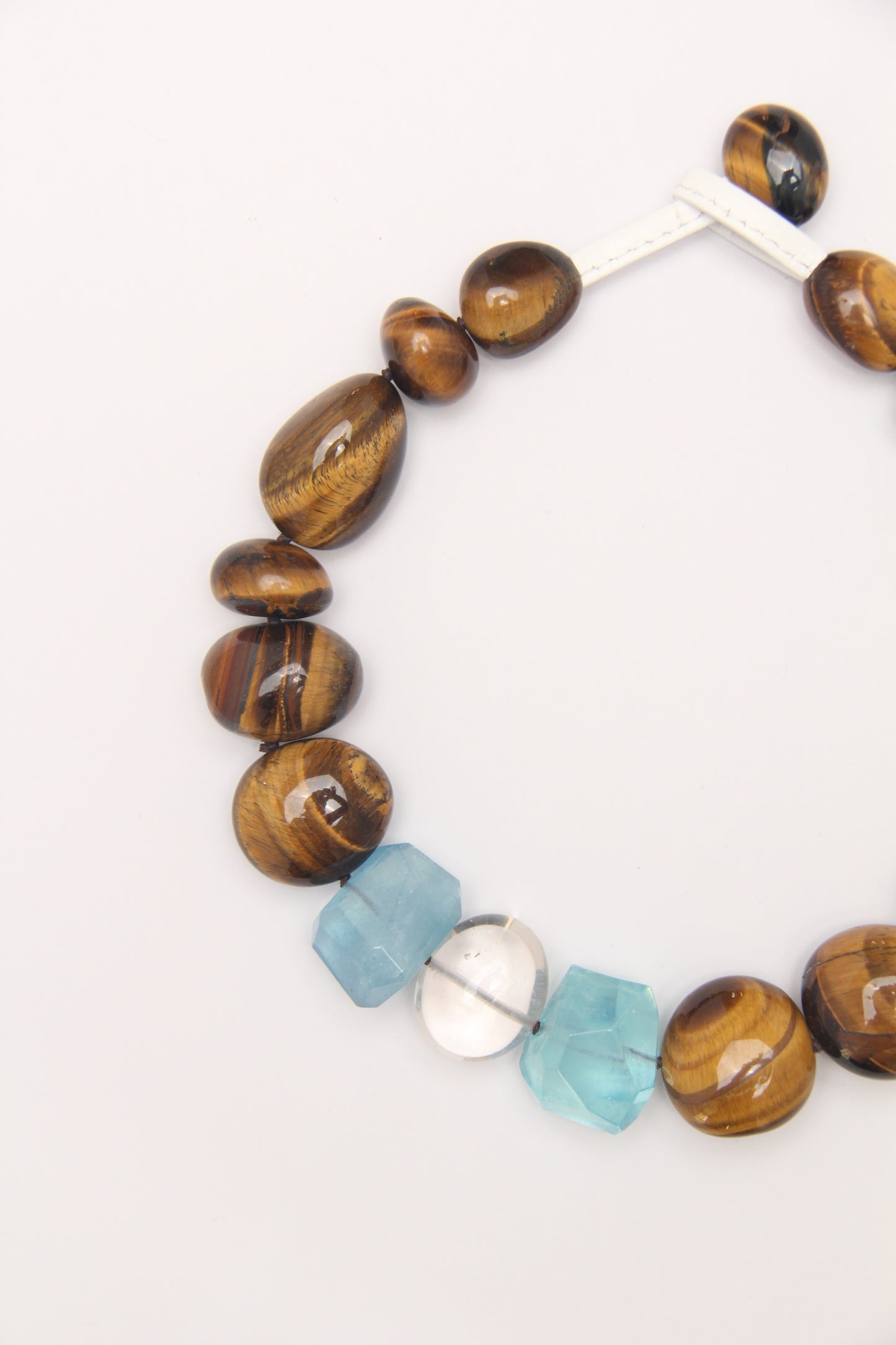 Necklace: tiger's eye, aquamarine, quartz