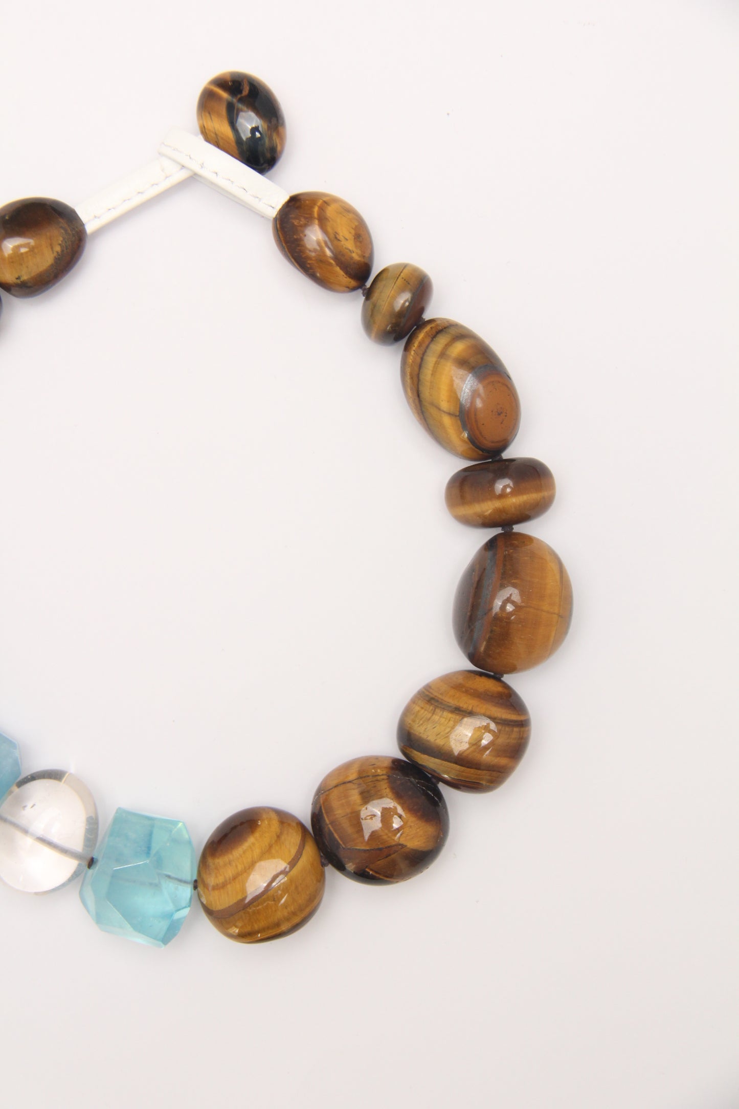 Necklace: tiger's eye, aquamarine, quartz