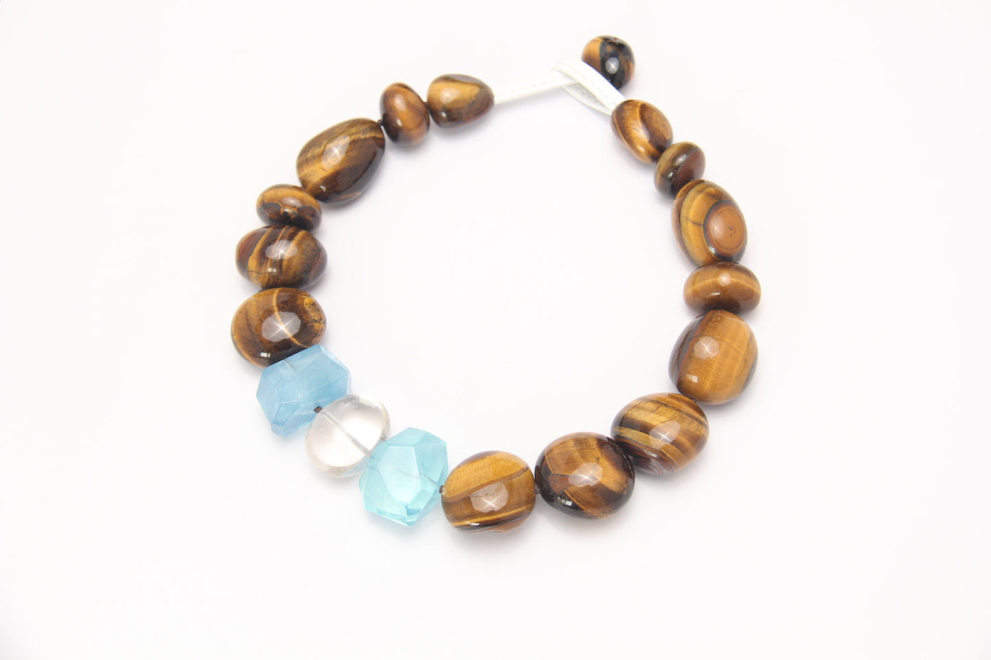 Necklace: tiger's eye, aquamarine, quartz