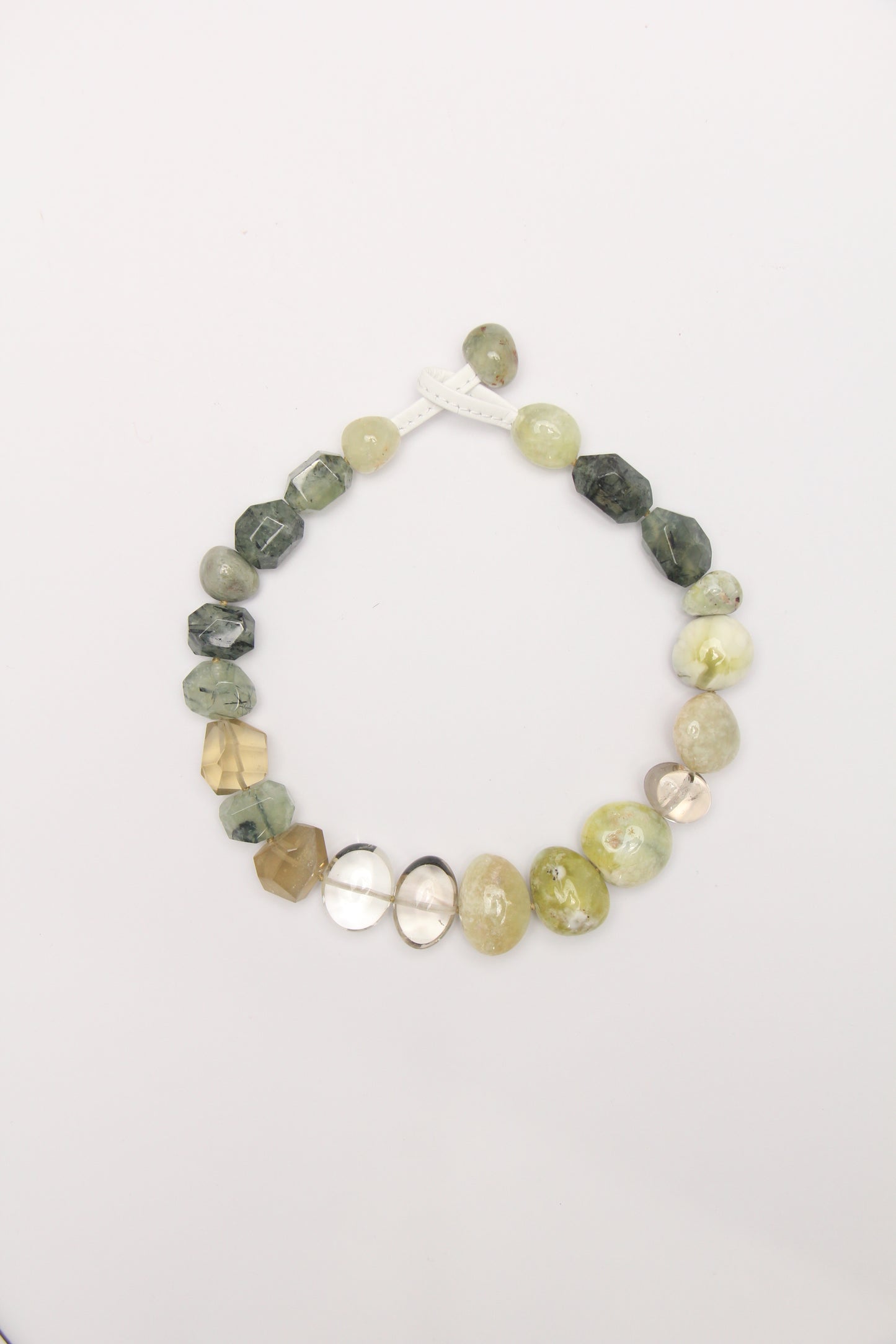 Necklace: prehnite, citrine