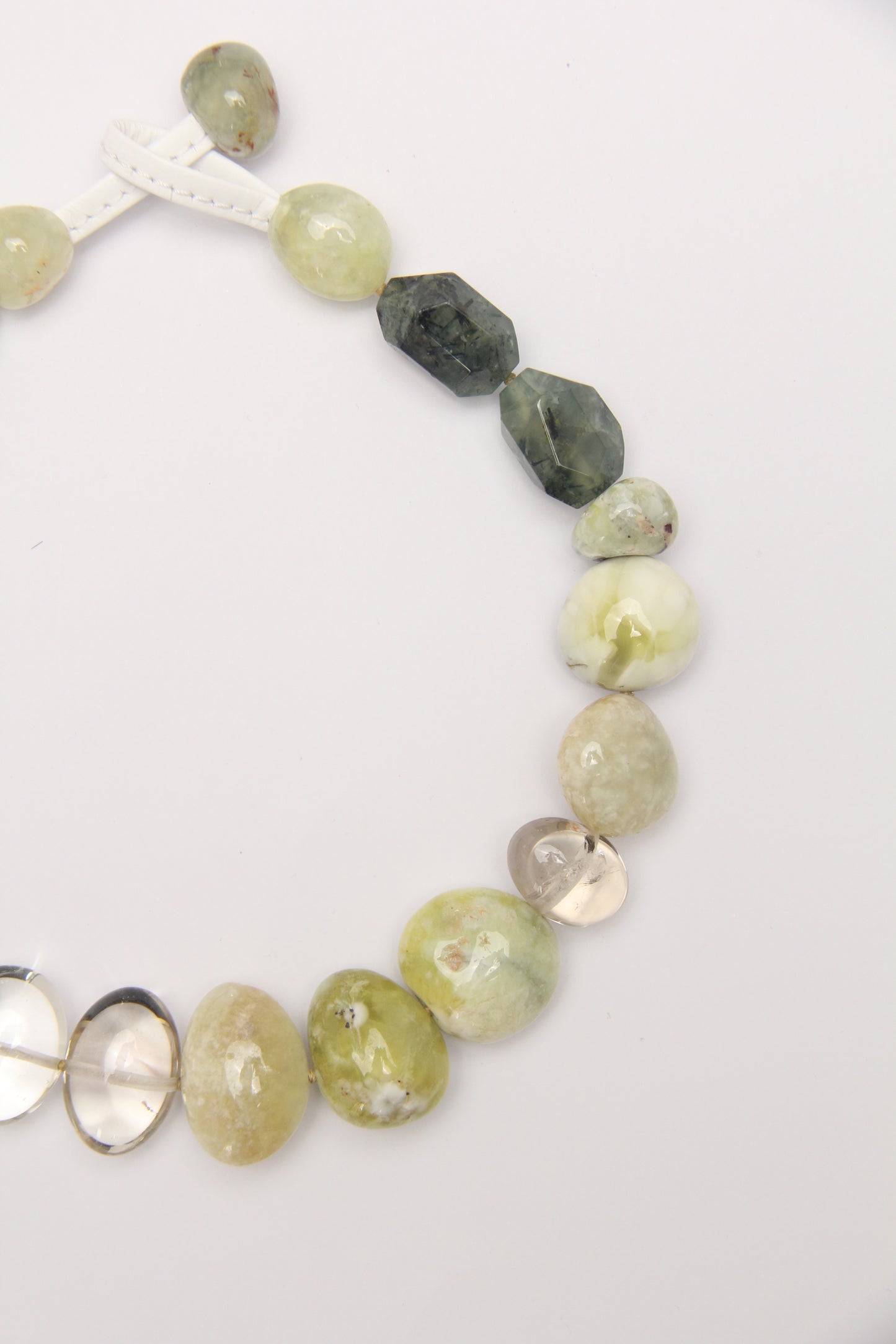 Necklace: prehnite, citrine