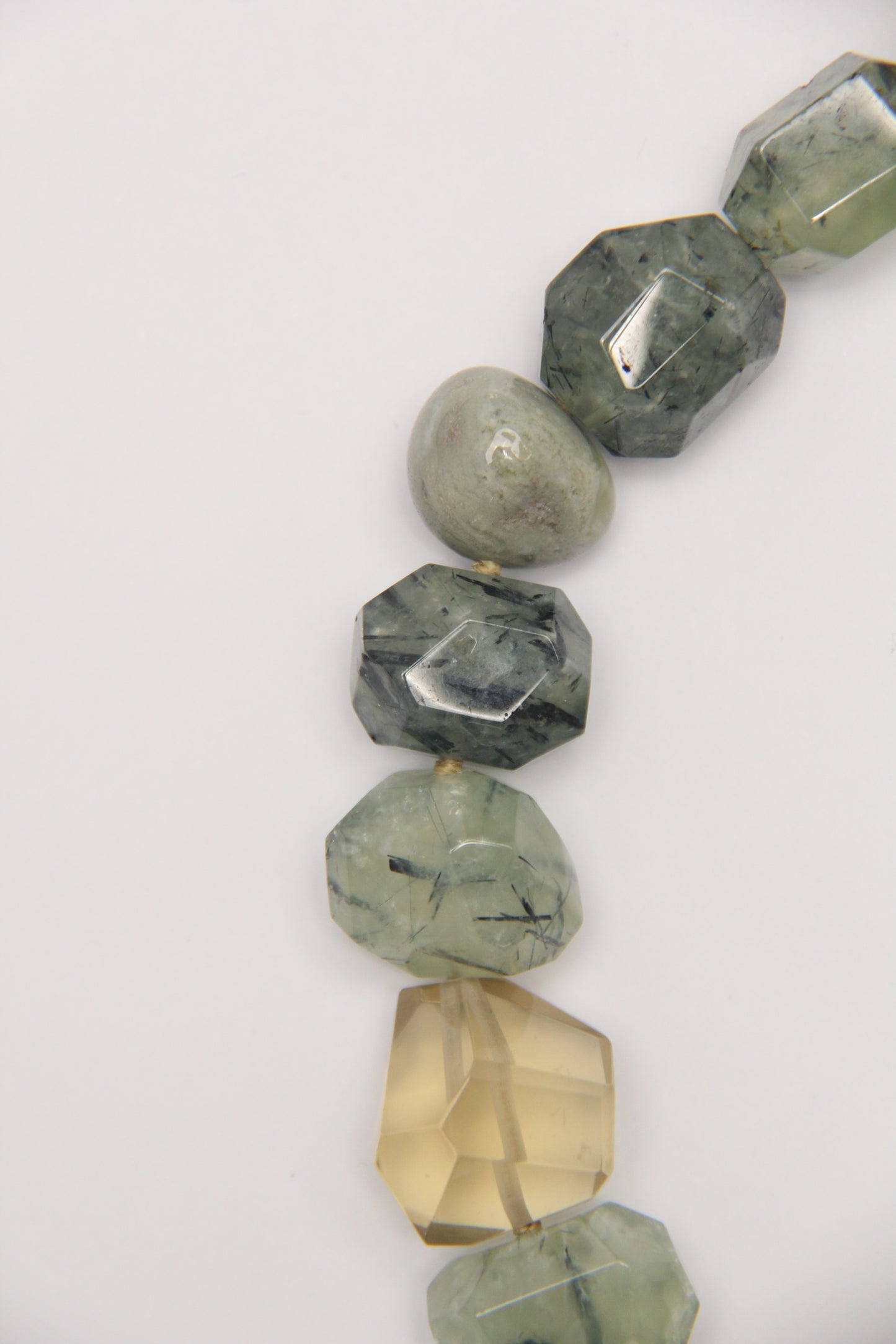 Necklace: prehnite, citrine