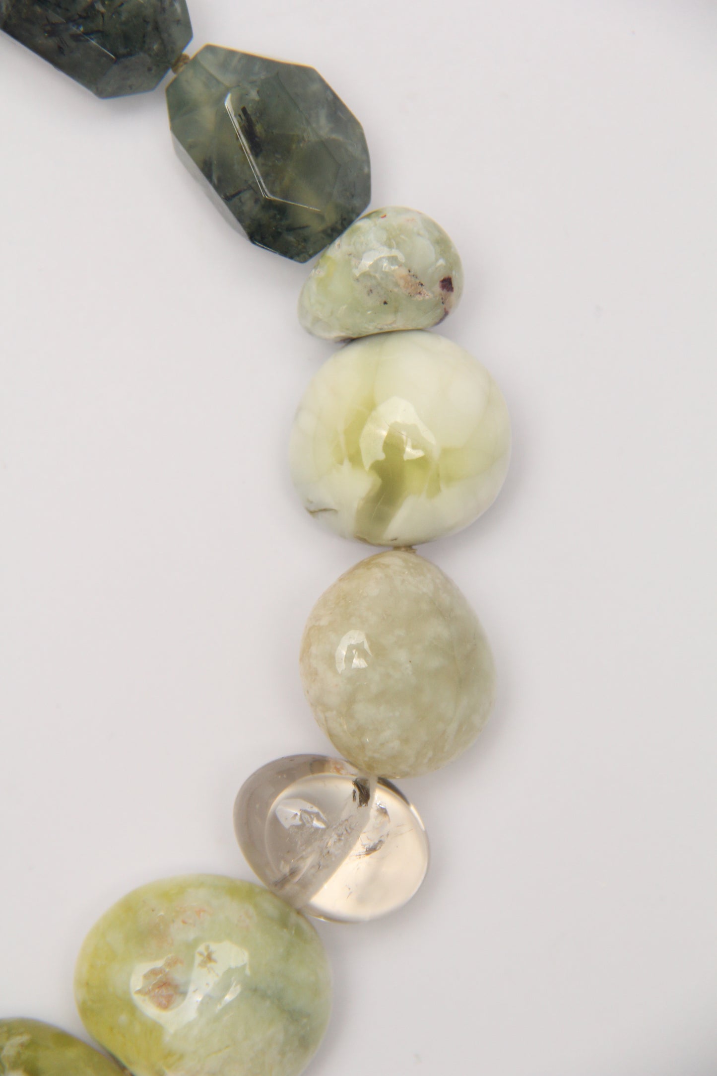 Necklace: prehnite, citrine