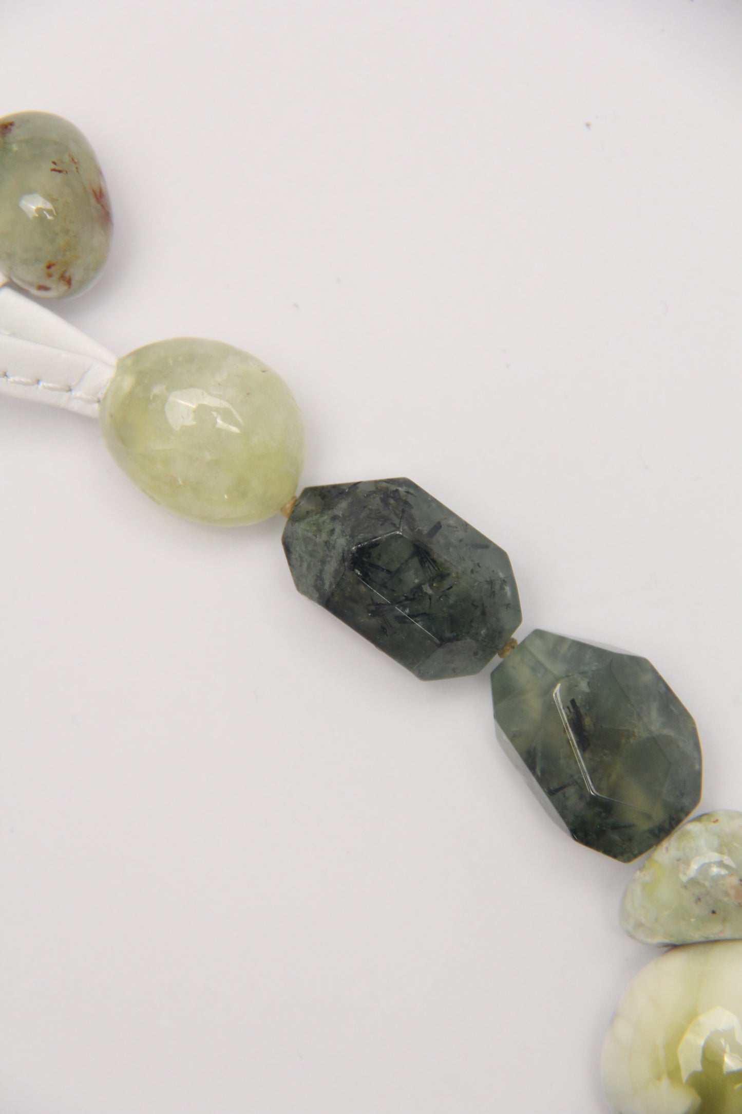 Necklace: prehnite, citrine